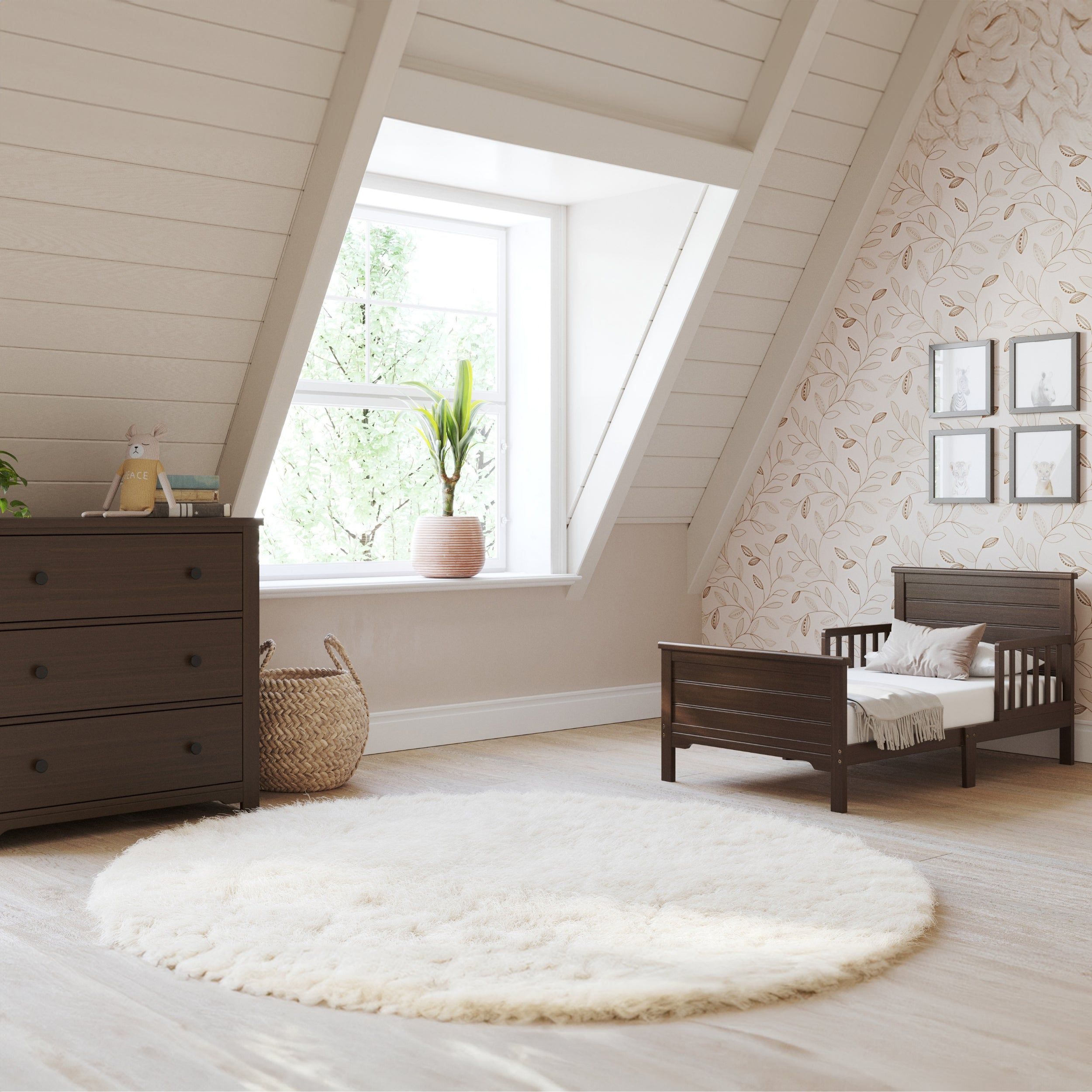 Woodland Toddler Bed, Brushed Truffle