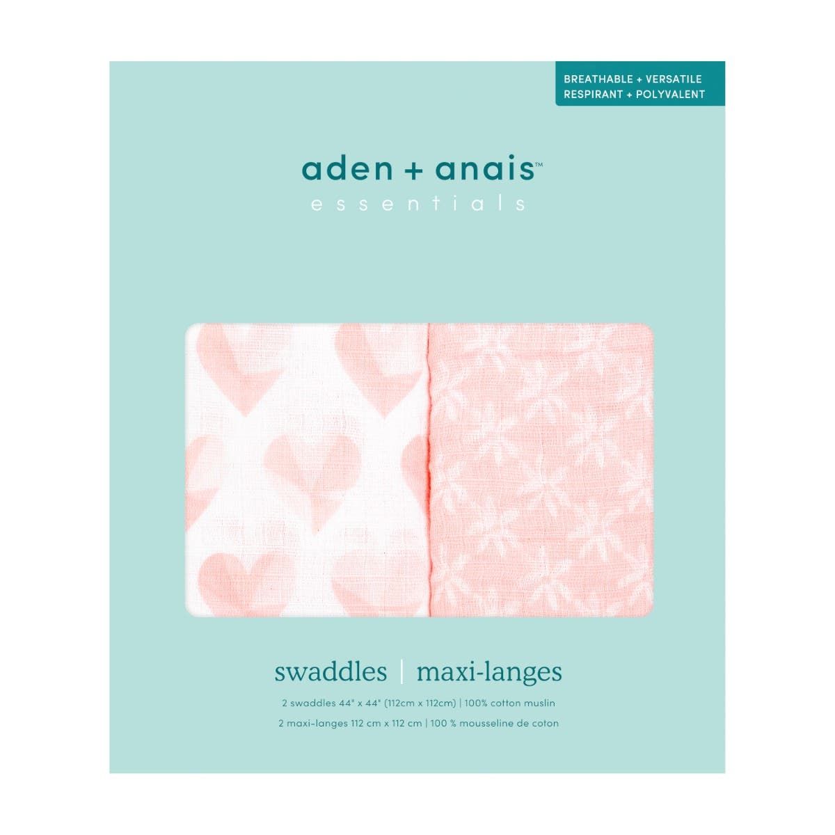 Essentials Cotton Muslin Swaddle Blanket 2 Pack