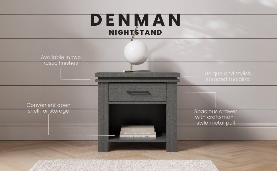 Denman Nightstand, Midnight Gray