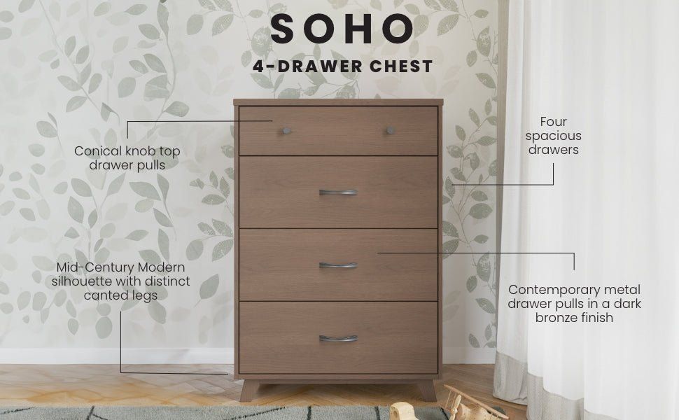 Soho 4 Drawer Chest, Dusty Heather