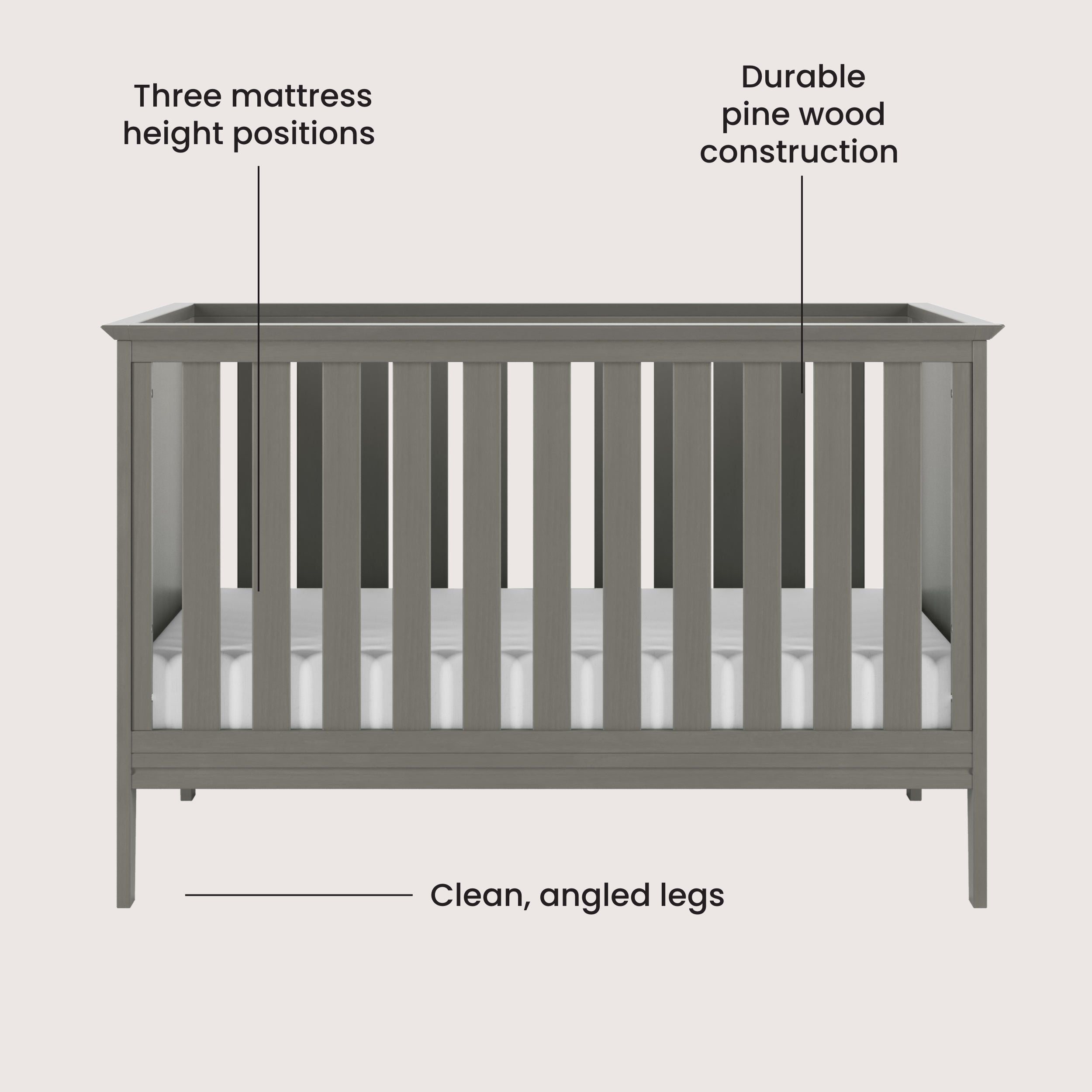 Atwood 3-in-1 Euro Convertible Crib, Lunar Gray