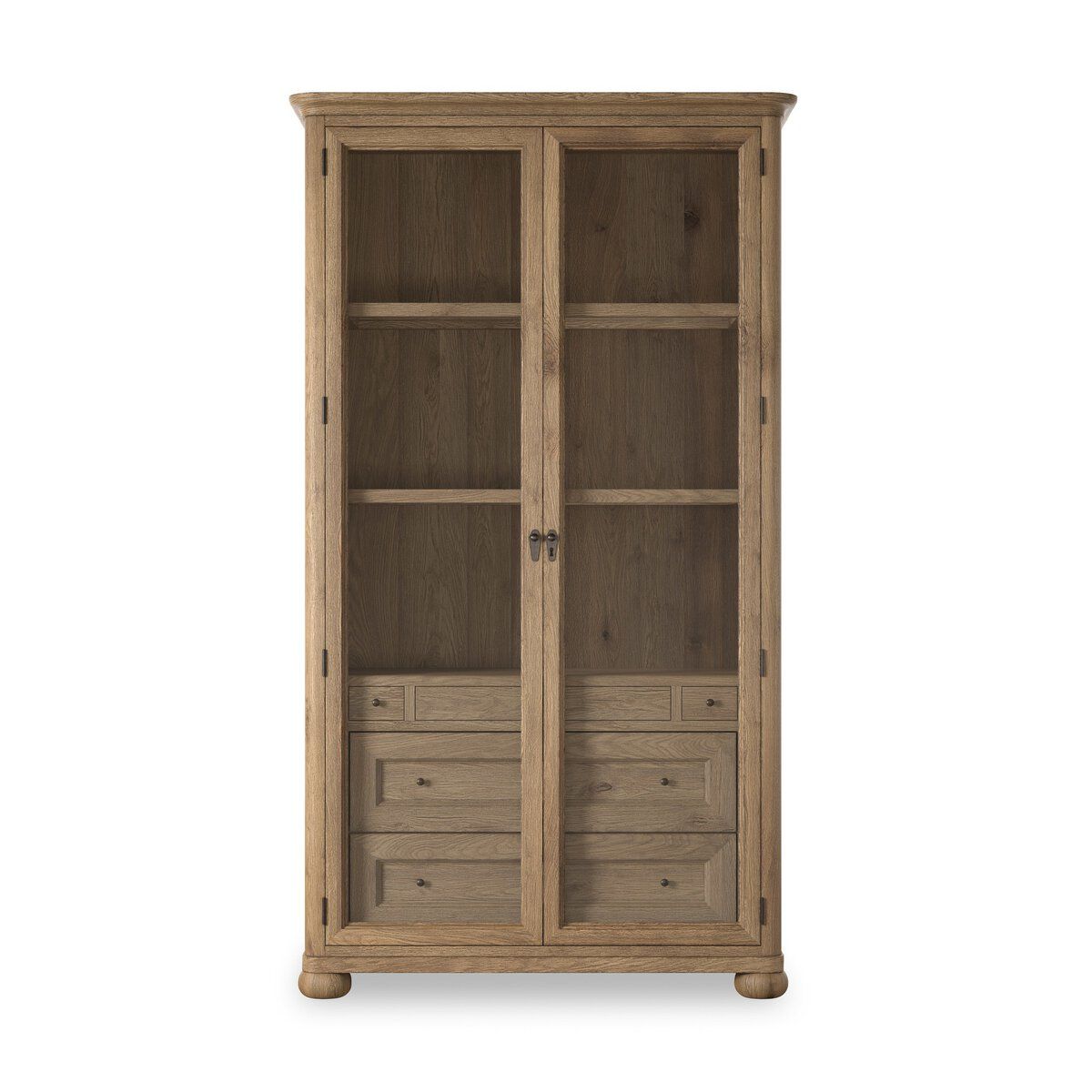 Sussex Cabinet Solid Oak Cabinet with Glass Doors and Drawers