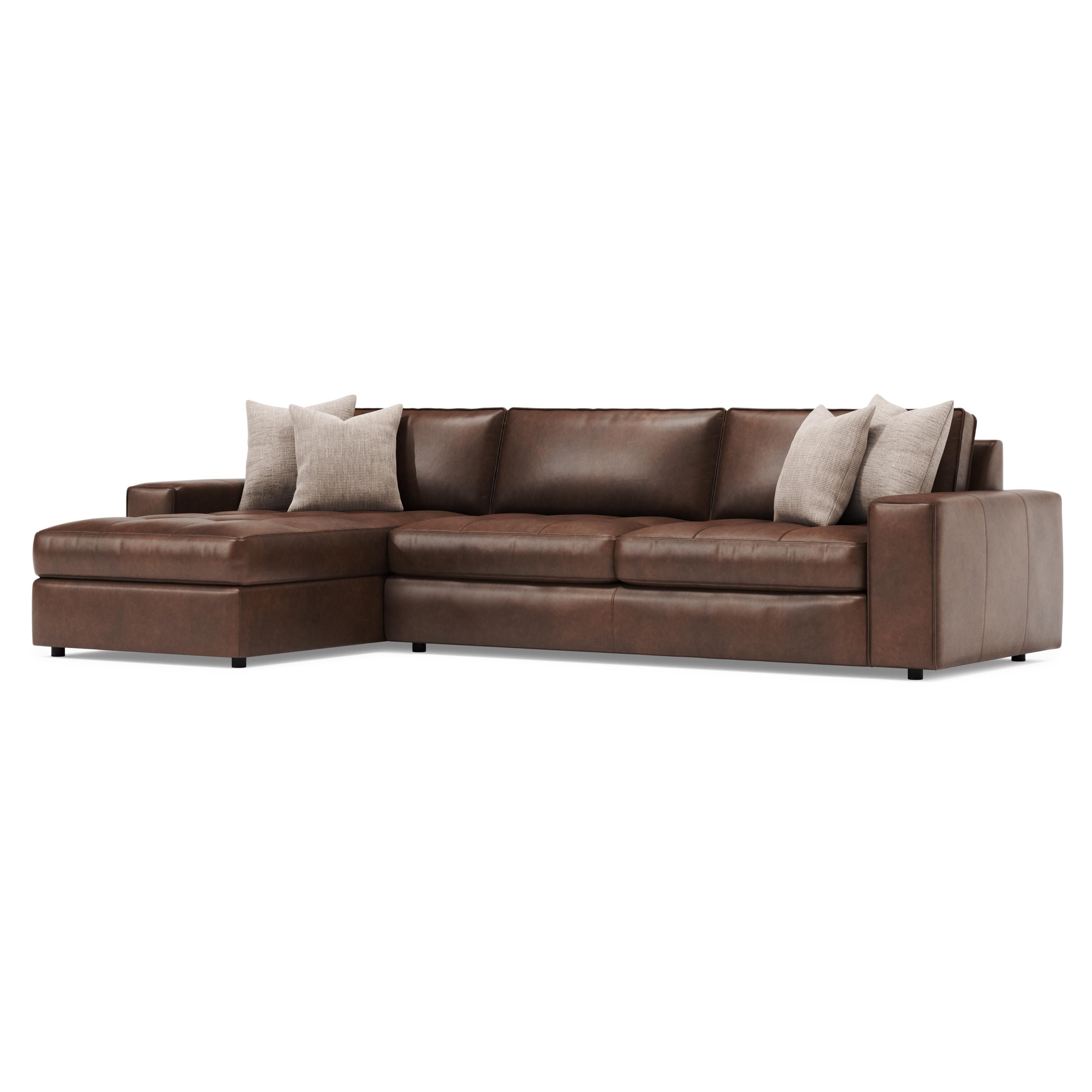 Bernhardt Nest Leather Sectional Sofa with Left Chaise and Right Loveseat