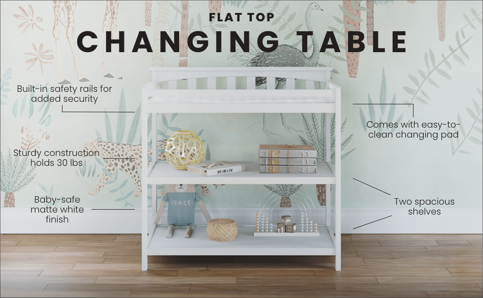 Flat Top Baby Changing Table, Matte White