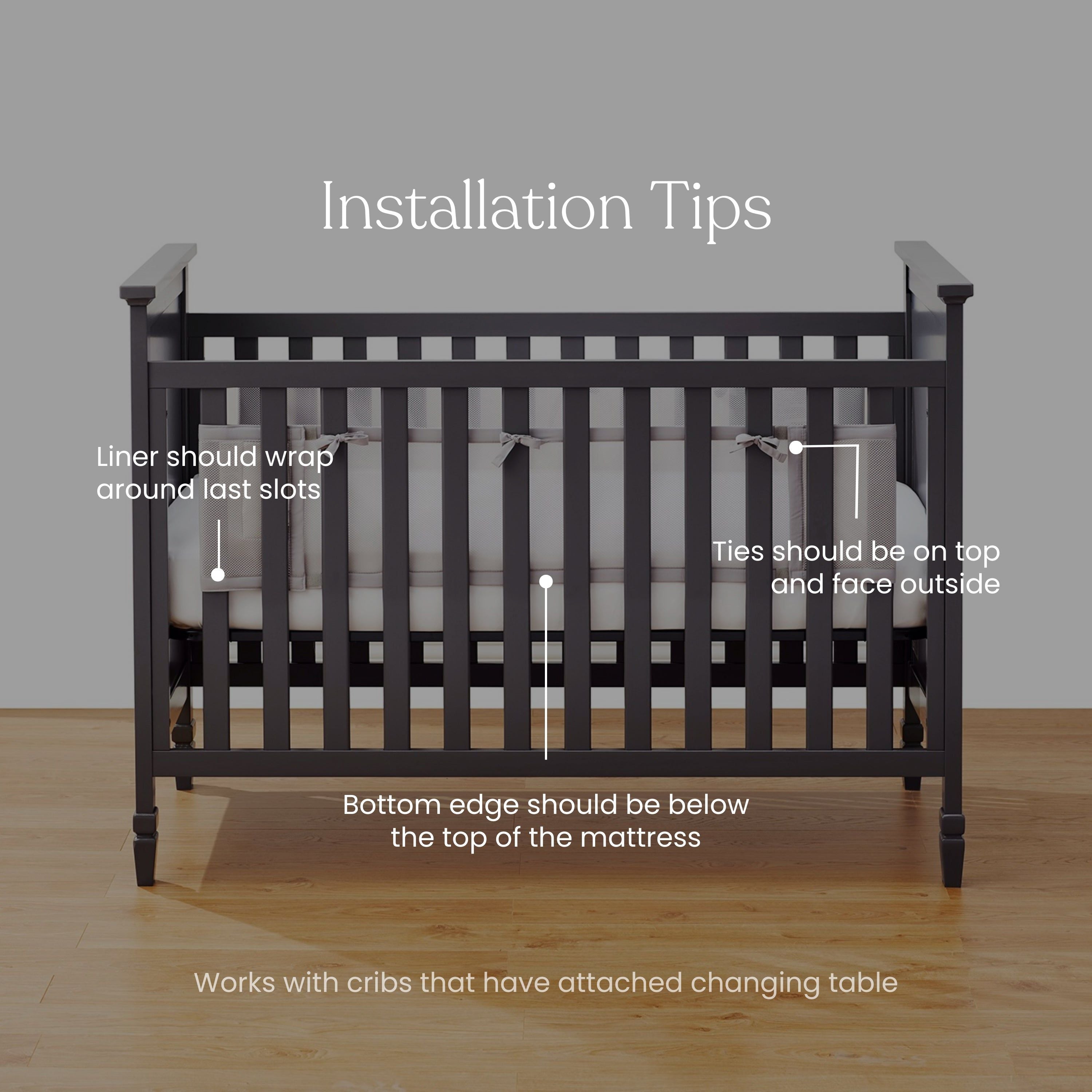Breathable Mesh Crib Liner for Full Sized Solid End Crib