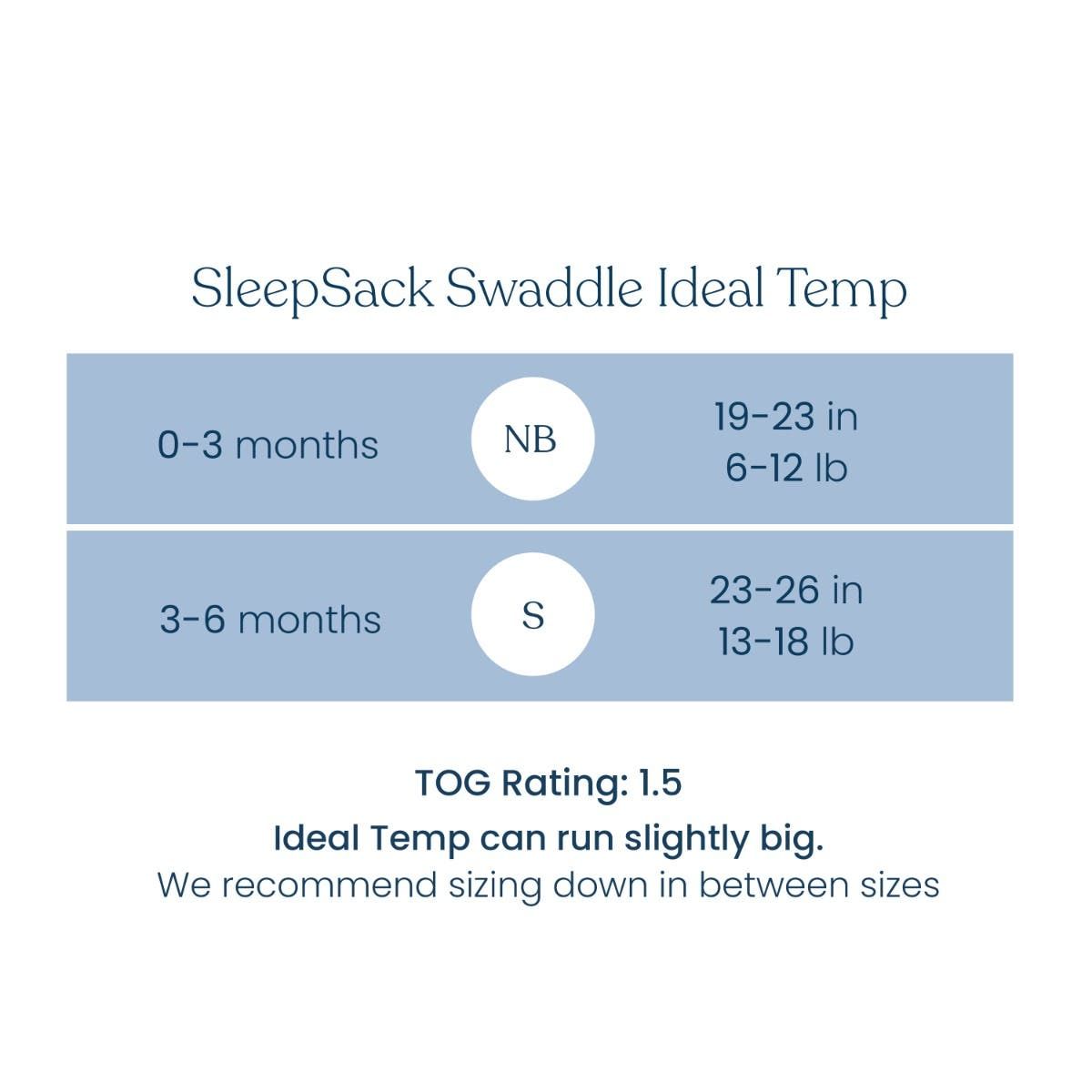 Halo SleepSack Swaddle Ideal Temp Tog 1.5