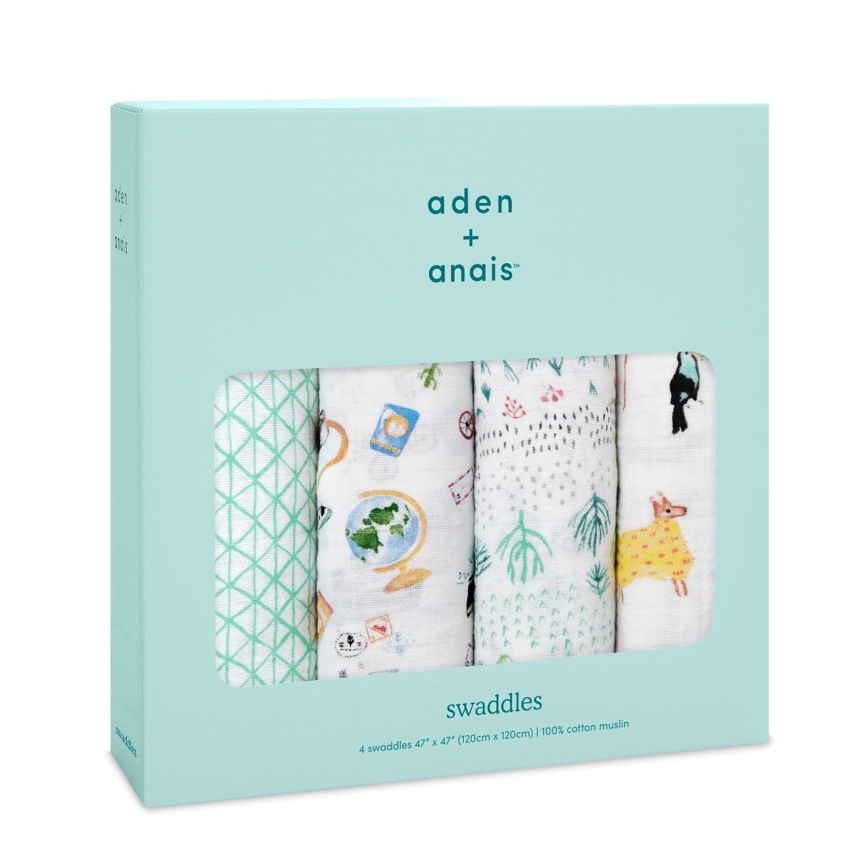 Boutique 100% Cotton Muslin Swaddle Blanket 4 Pack