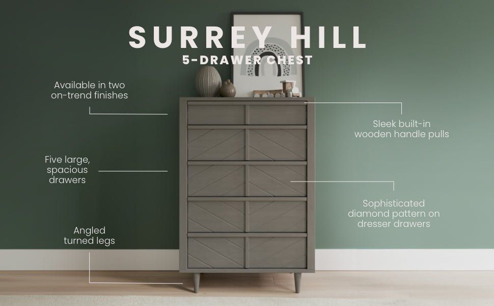 Surrey Hill 5 Drawer Chest, Lunar Gray