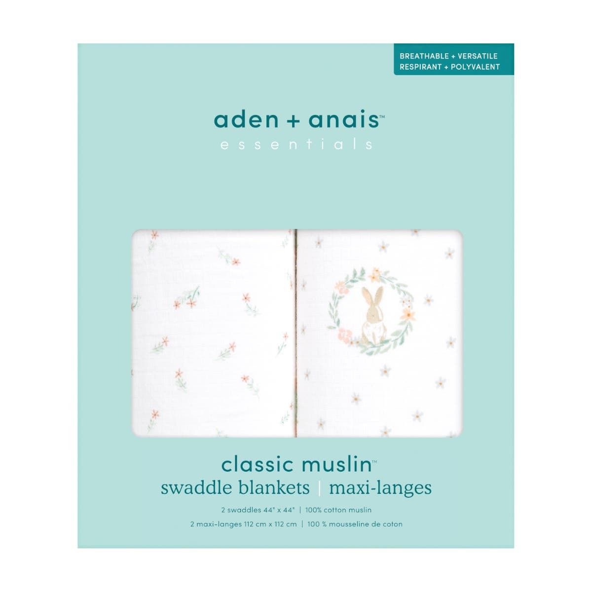 Essentials Cotton Muslin Swaddle Blanket 2 Pack