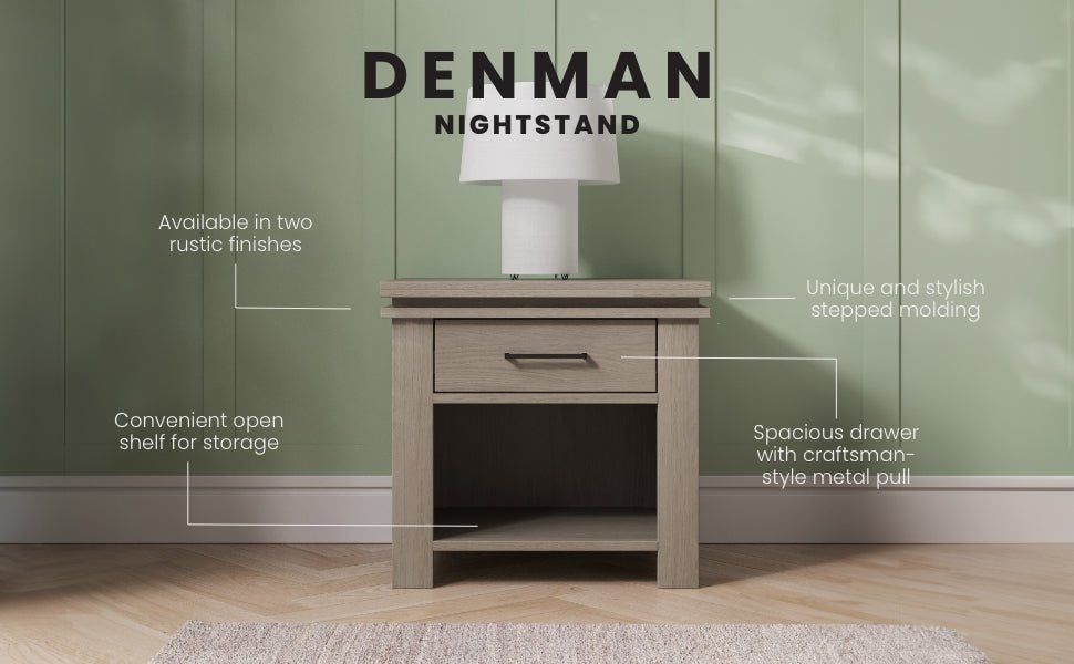 Denman Nightstand, Crescent Gray