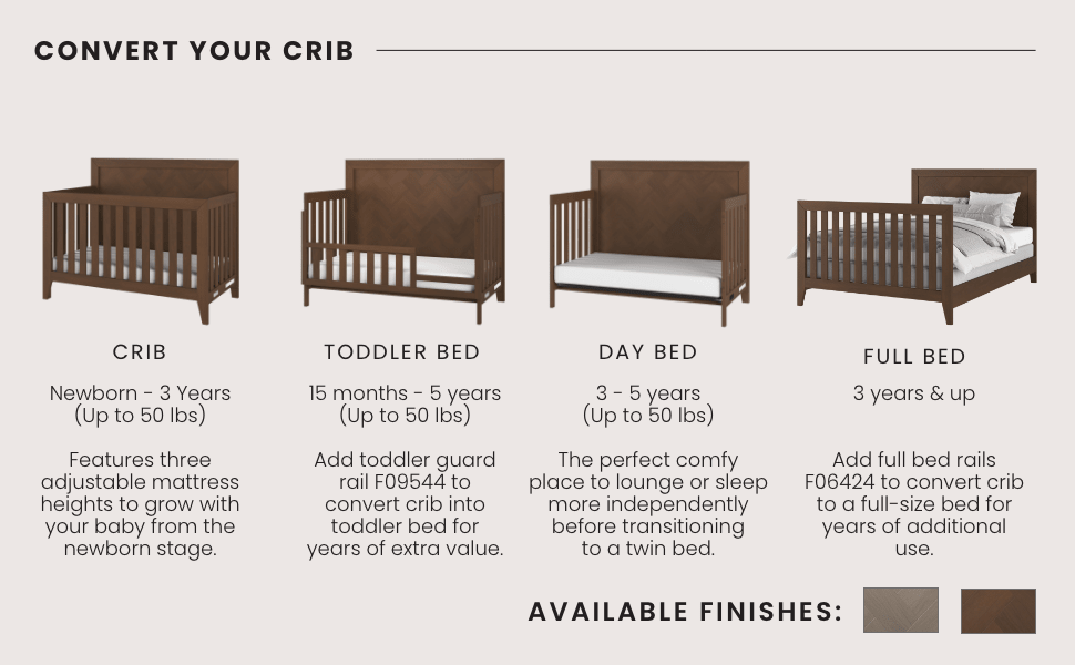 Kieran 4-in-1 Convertible Crib, Toasted Chestnut