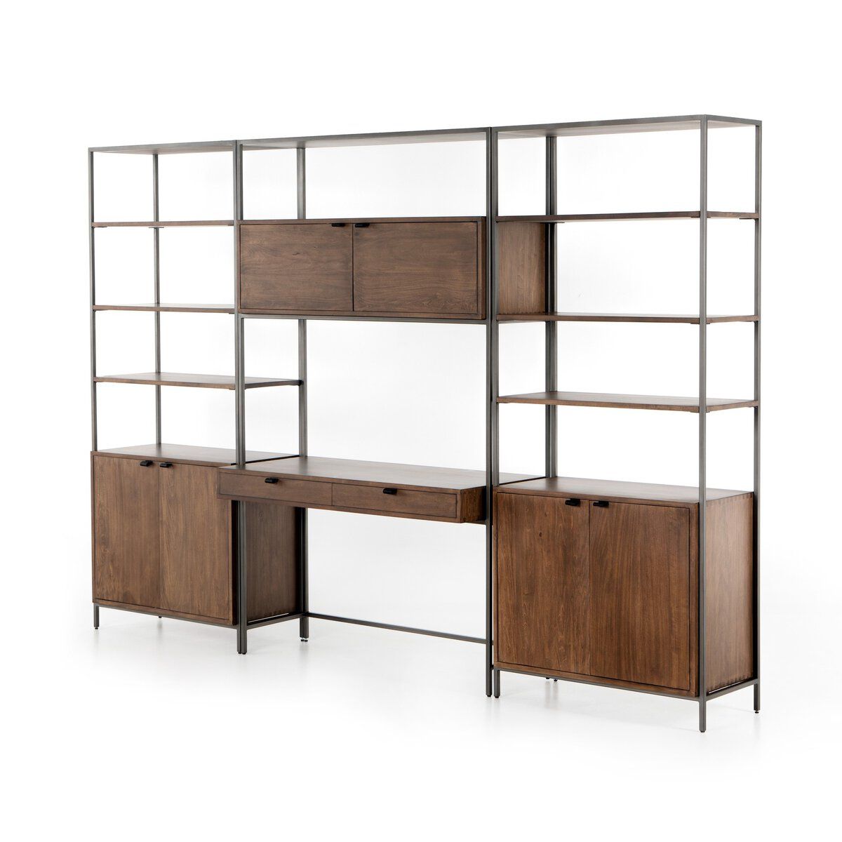 Trey Modular Wall Desk With 2 Bookcases