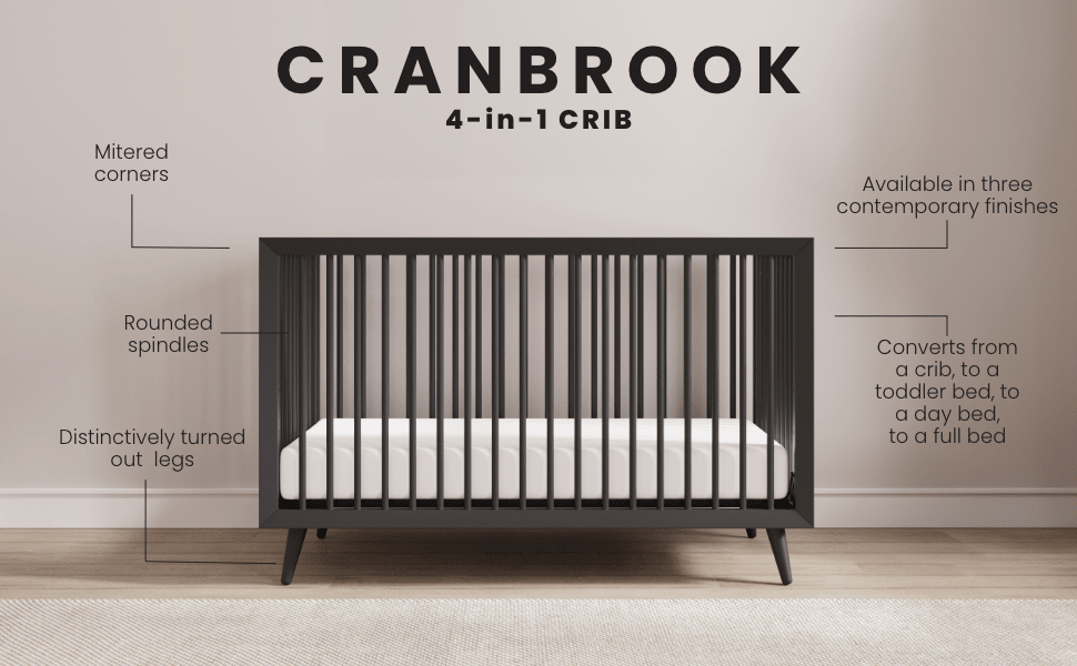 Cranbrook 4-in-1 Convertible Crib, Ebony