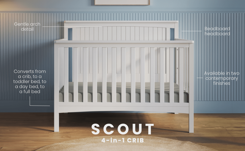Scout 4-in-1 Convertible Crib, Matte White