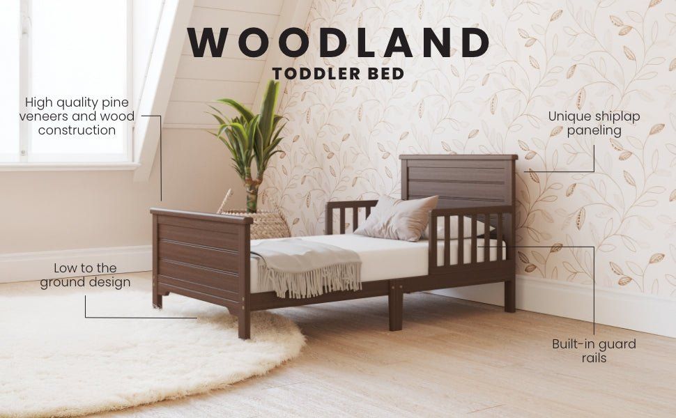 Woodland Toddler Bed, Brushed Truffle