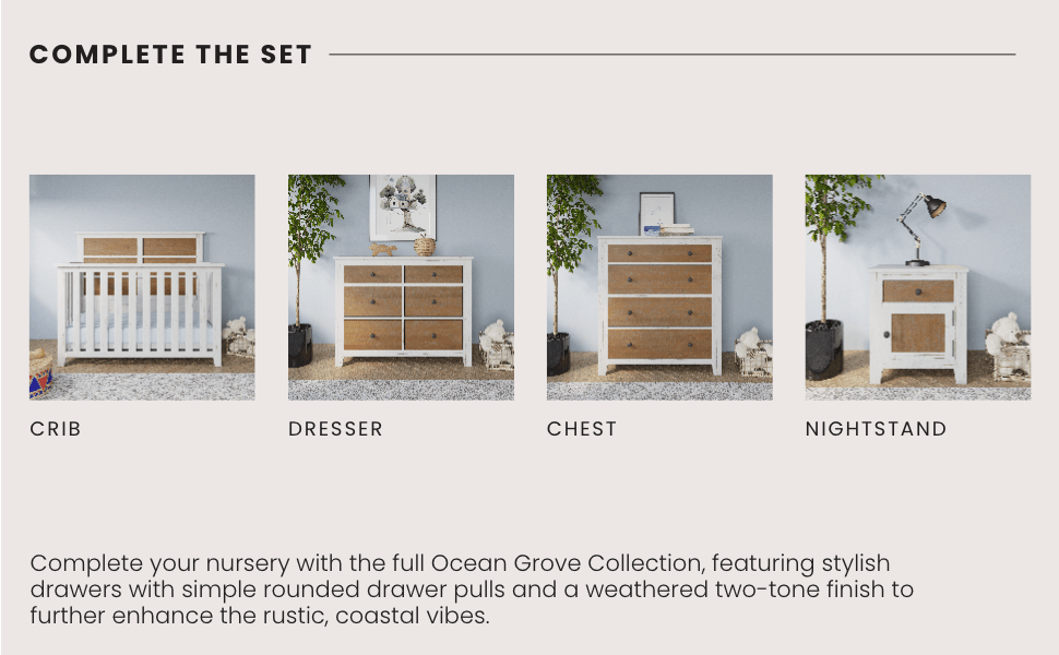 Ocean Grove Nightstand, White/Brown