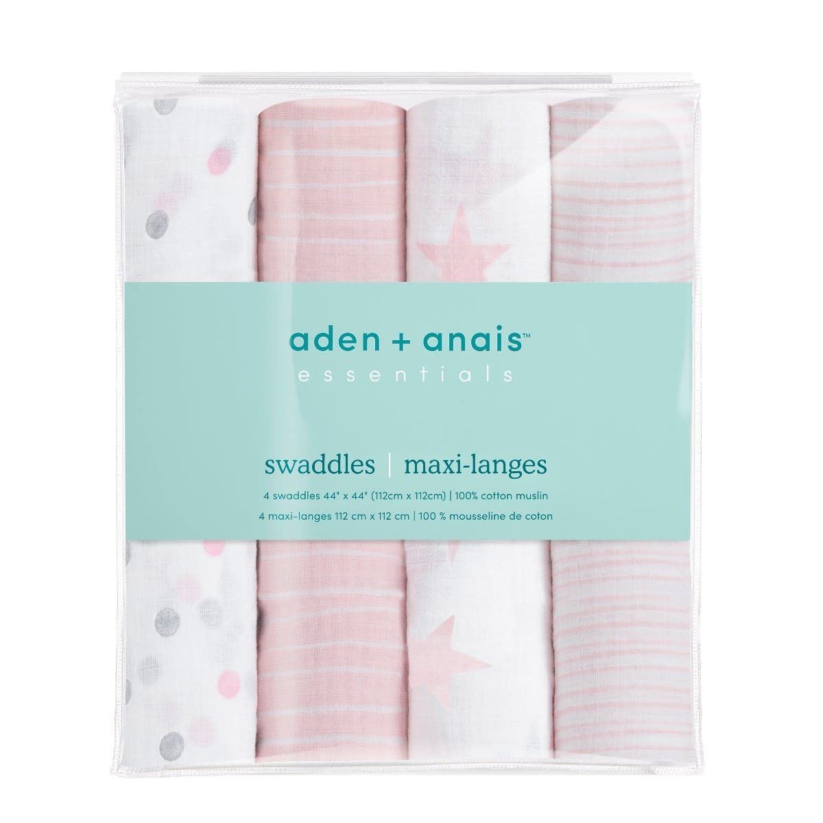 Essentials Cotton Muslin Swaddle Blanket 4 Pack