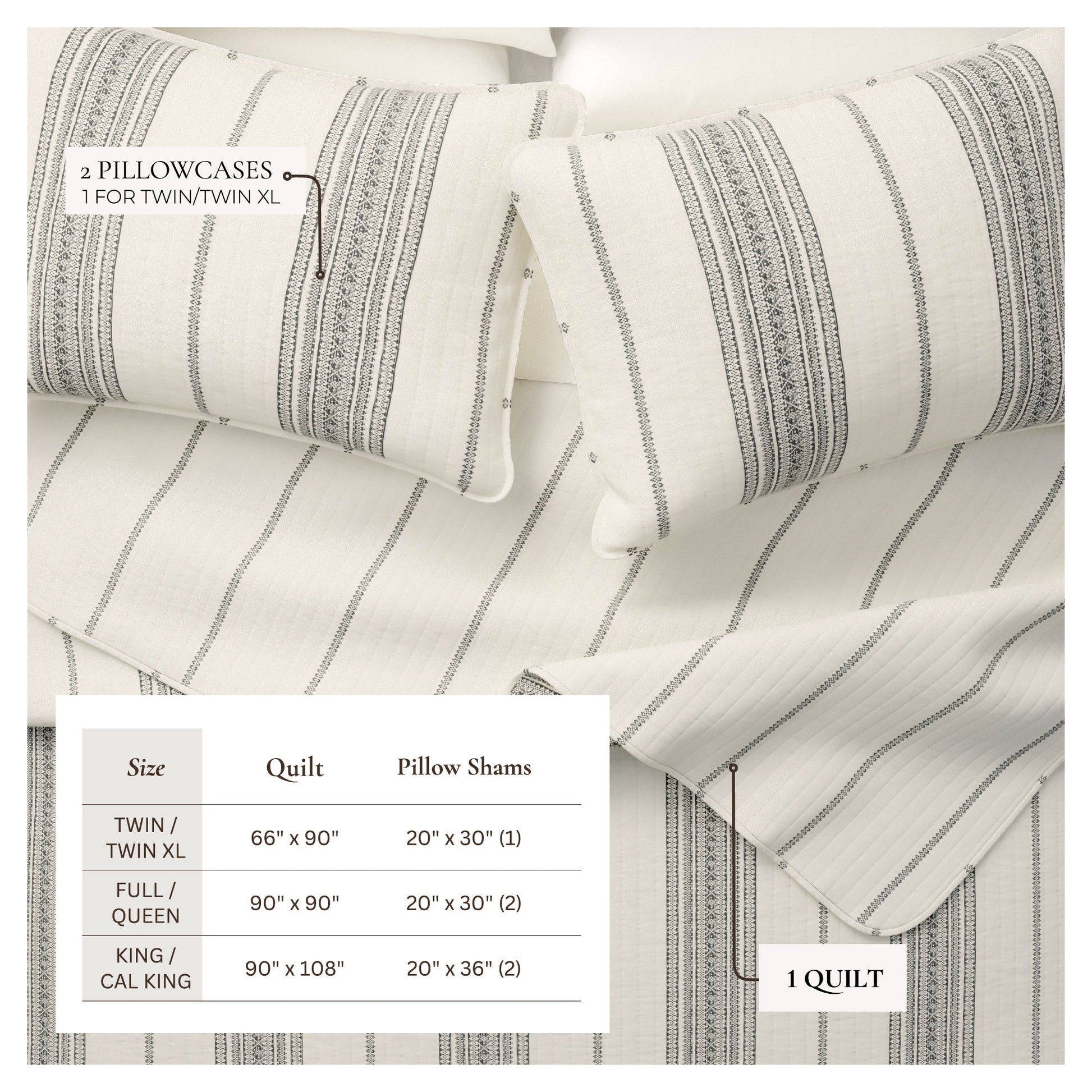 3-Piece Stripe Quilt - Wesley Collection - Best Buy Furniture