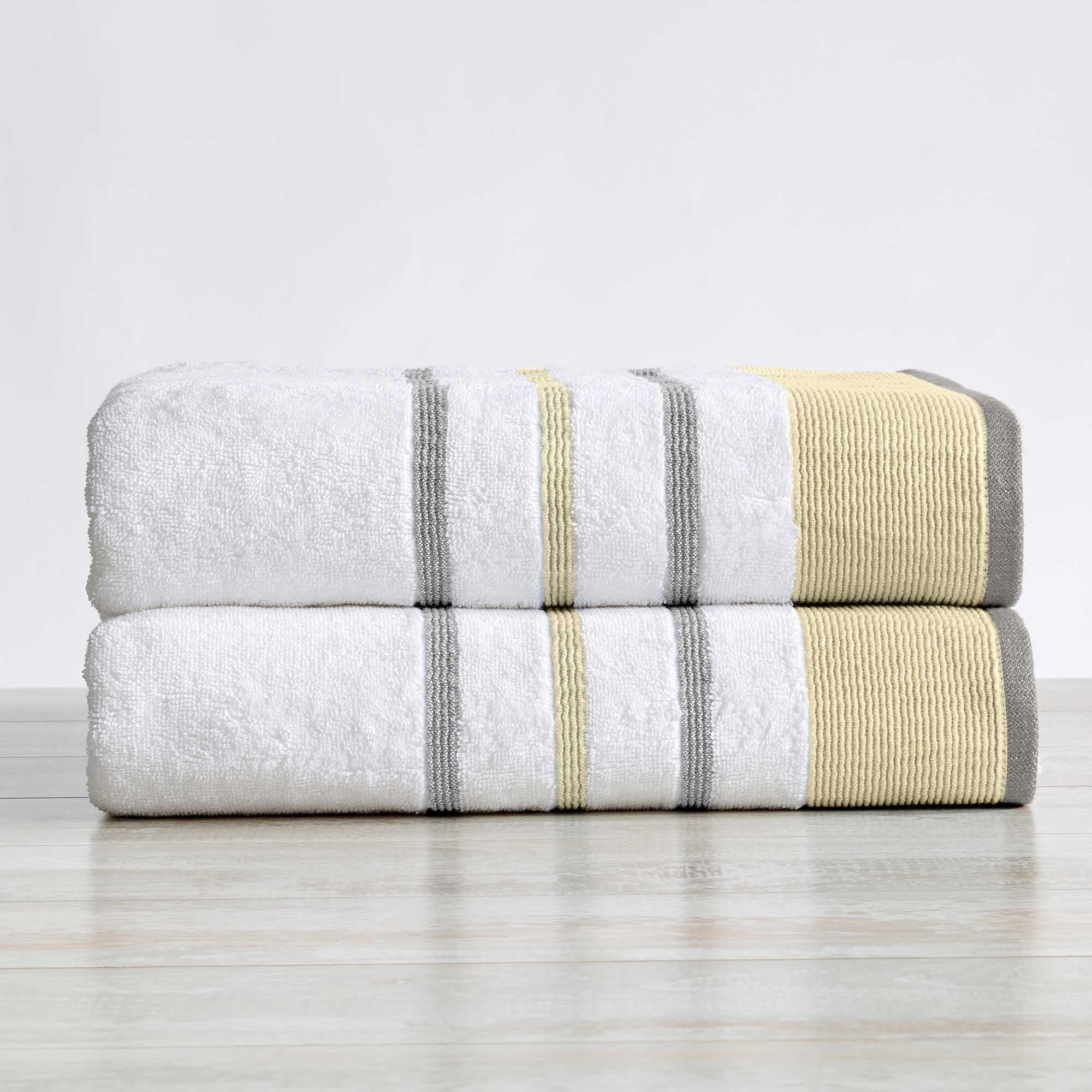 Decorative Cotton Stripe Bath Towel Set - Noelle Collection - Best Buy Furniture