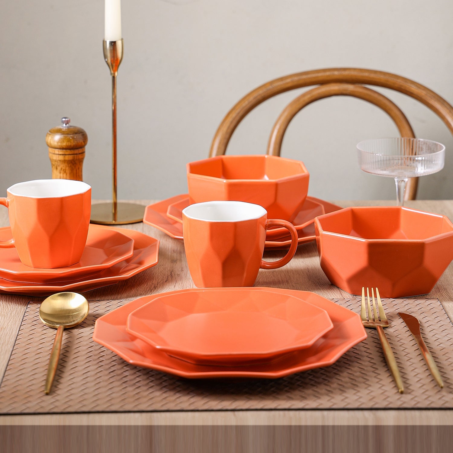 Jamie Porcelain Dinnerware Set - Orange
