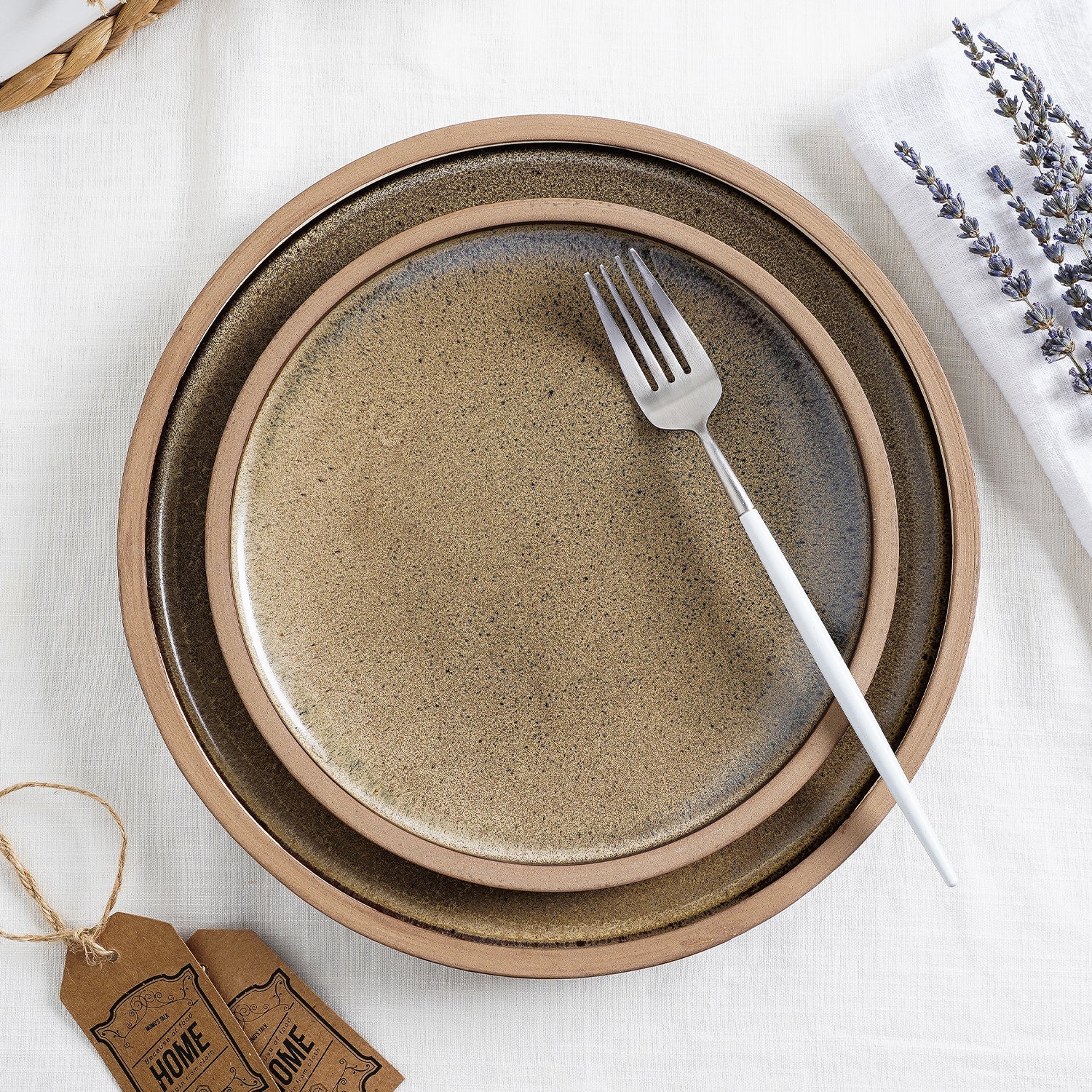 Tina Stoneware Dinnerware Set - Green And Beige