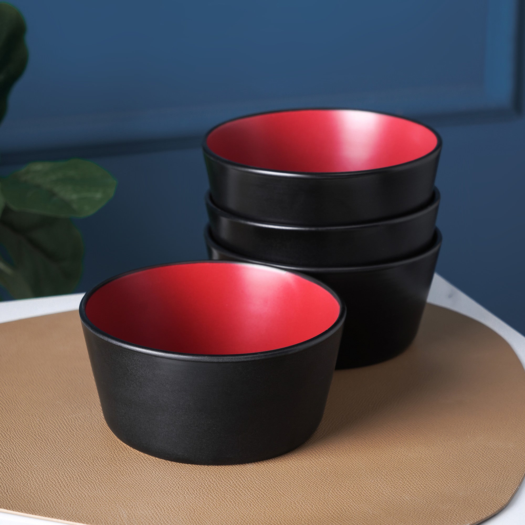 Albie Stoneware Bowl - Red And Black