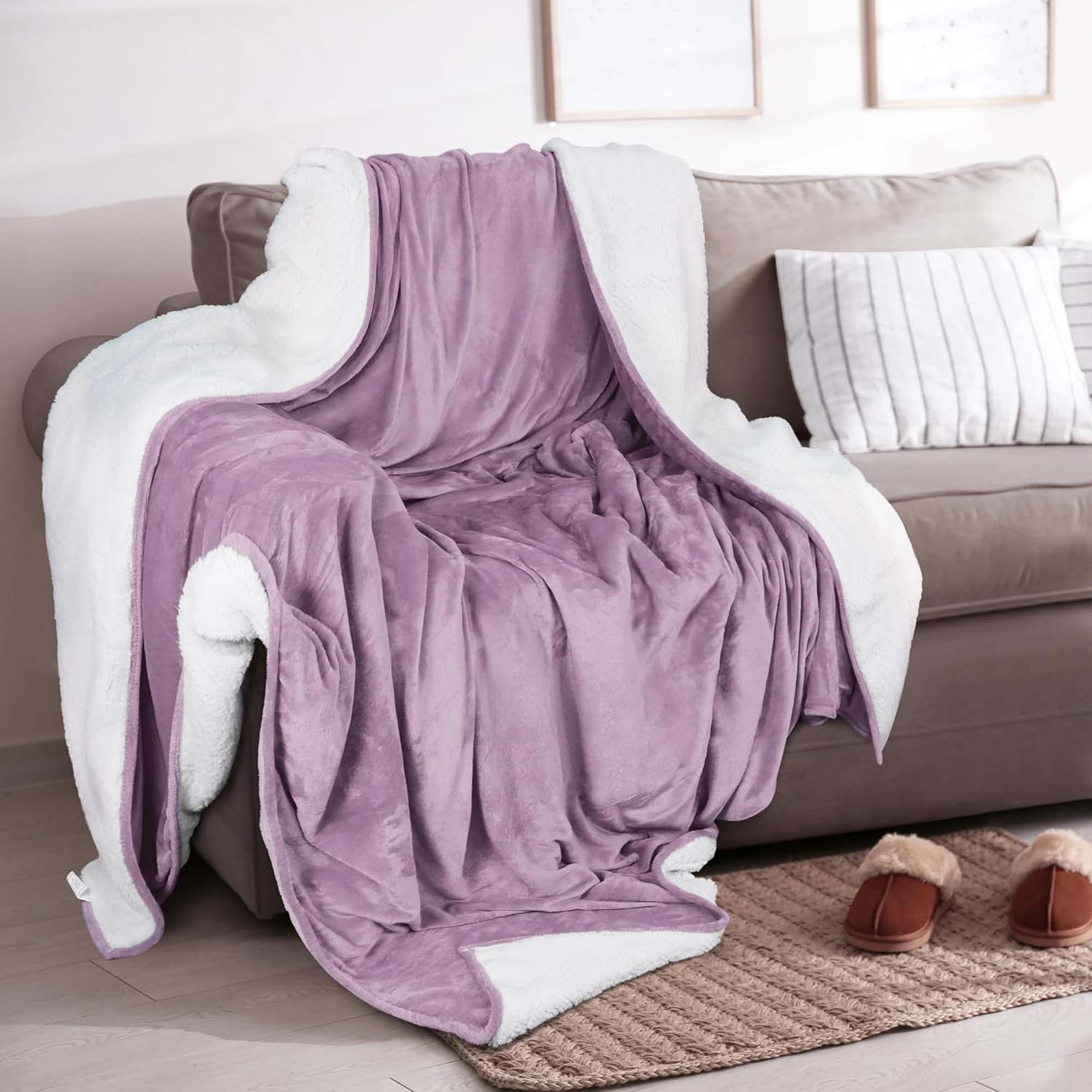 Velvet Plush Sherpa Bed Blanket - Sherpa Fleece Collection - Best Buy Furniture