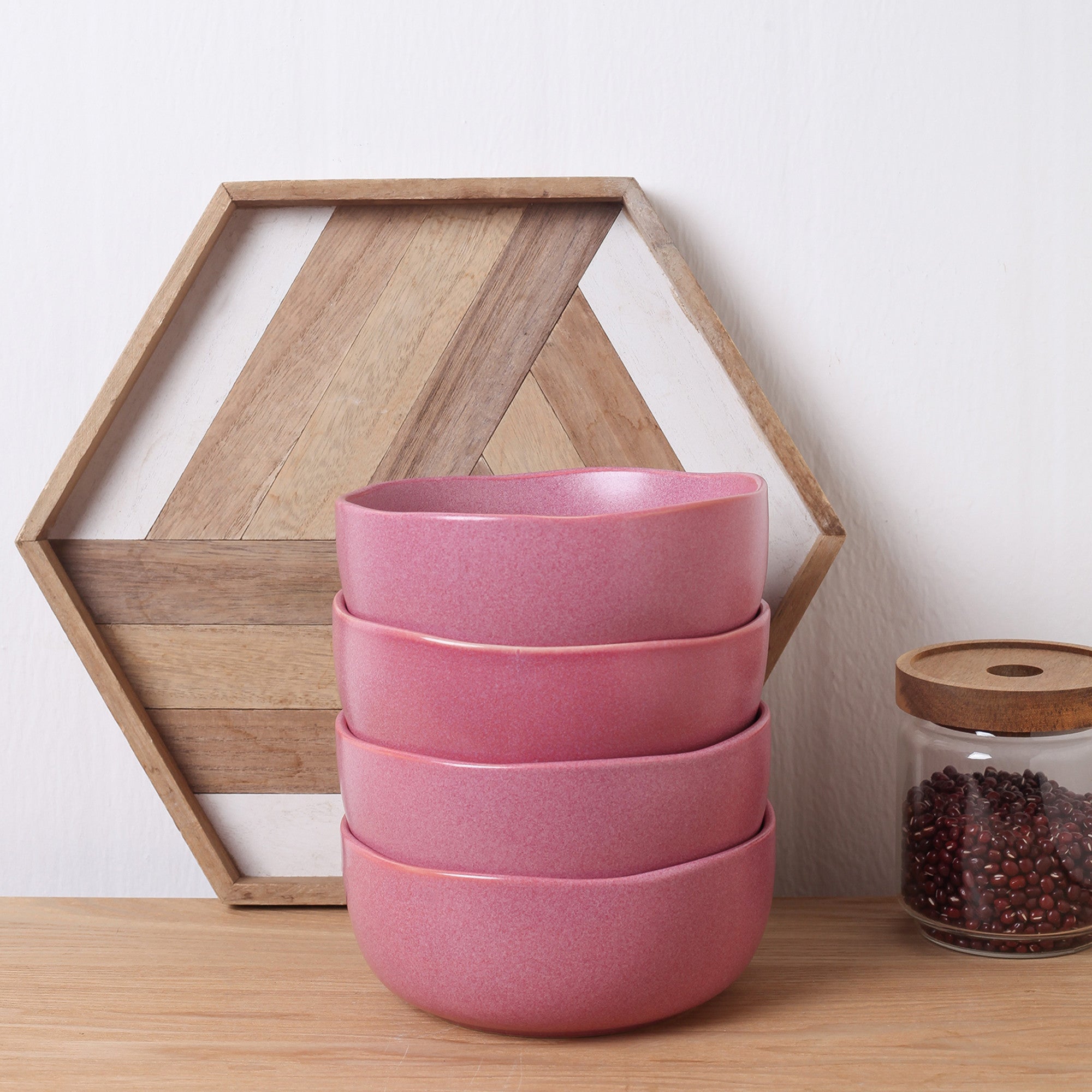 Tom Stoneware Bowl - Pink White