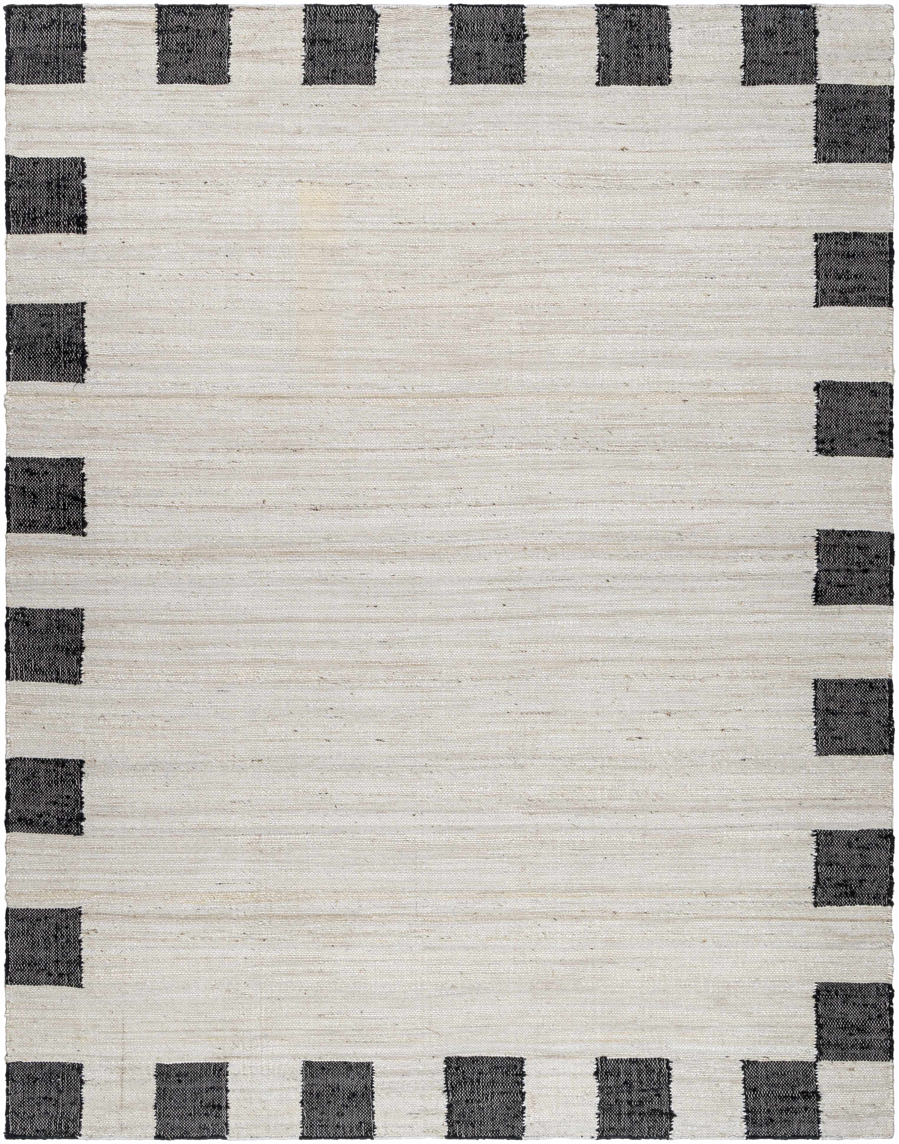 Rocio Dotted Bordered White Jute Carpet