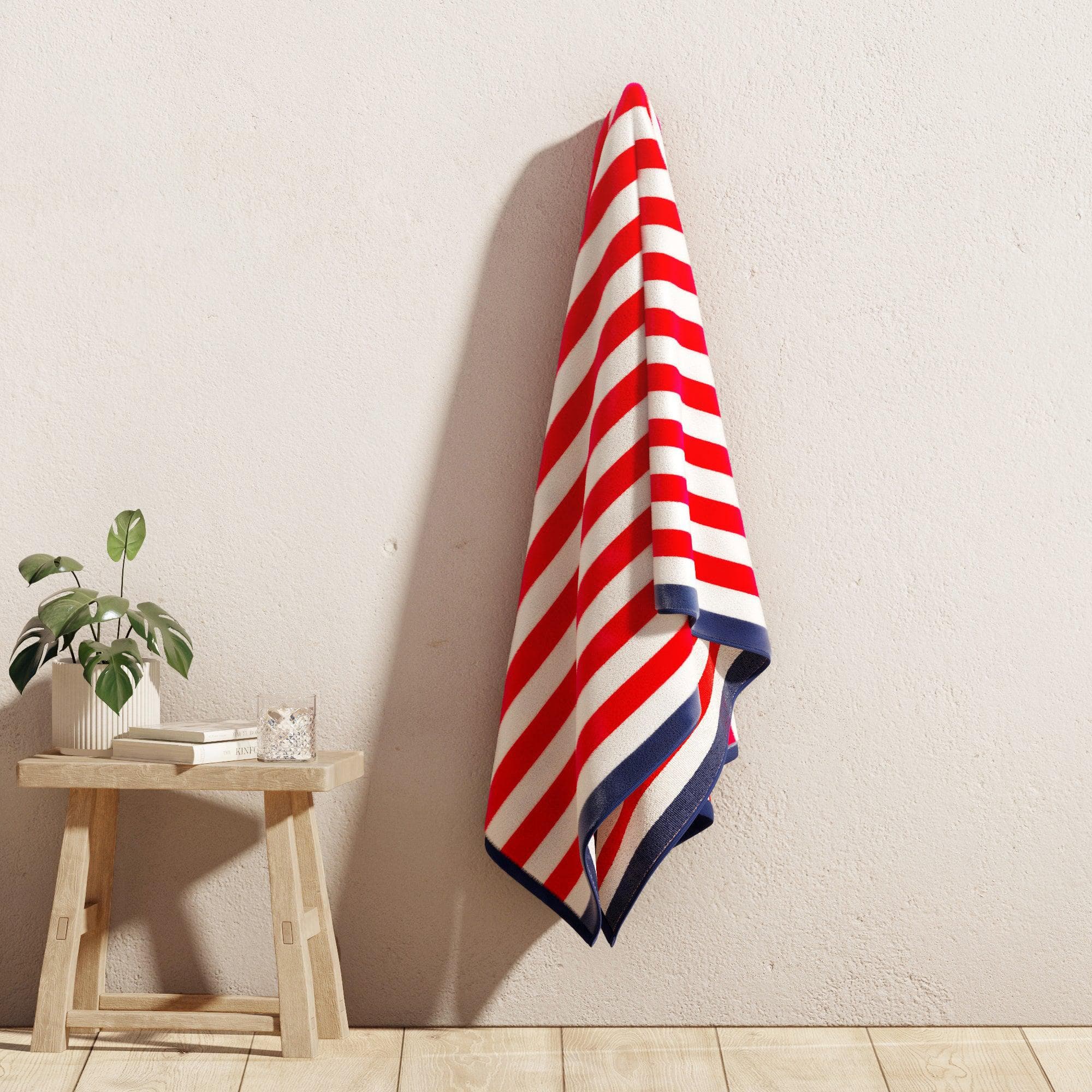 Oversized Striped Border Cabana Beach Towel - Santa Cruz - Best Buy Furniture