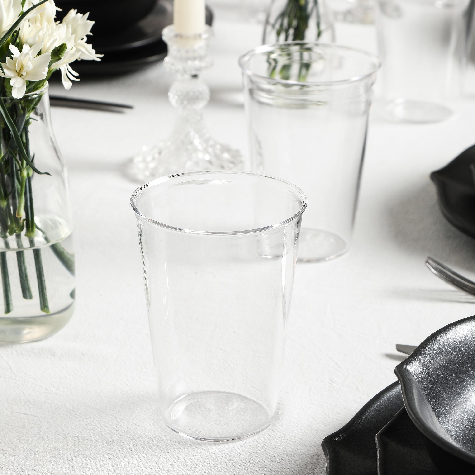 Baskerville Stoneware, Borosilicate Glass Dinnerware Set - Black
