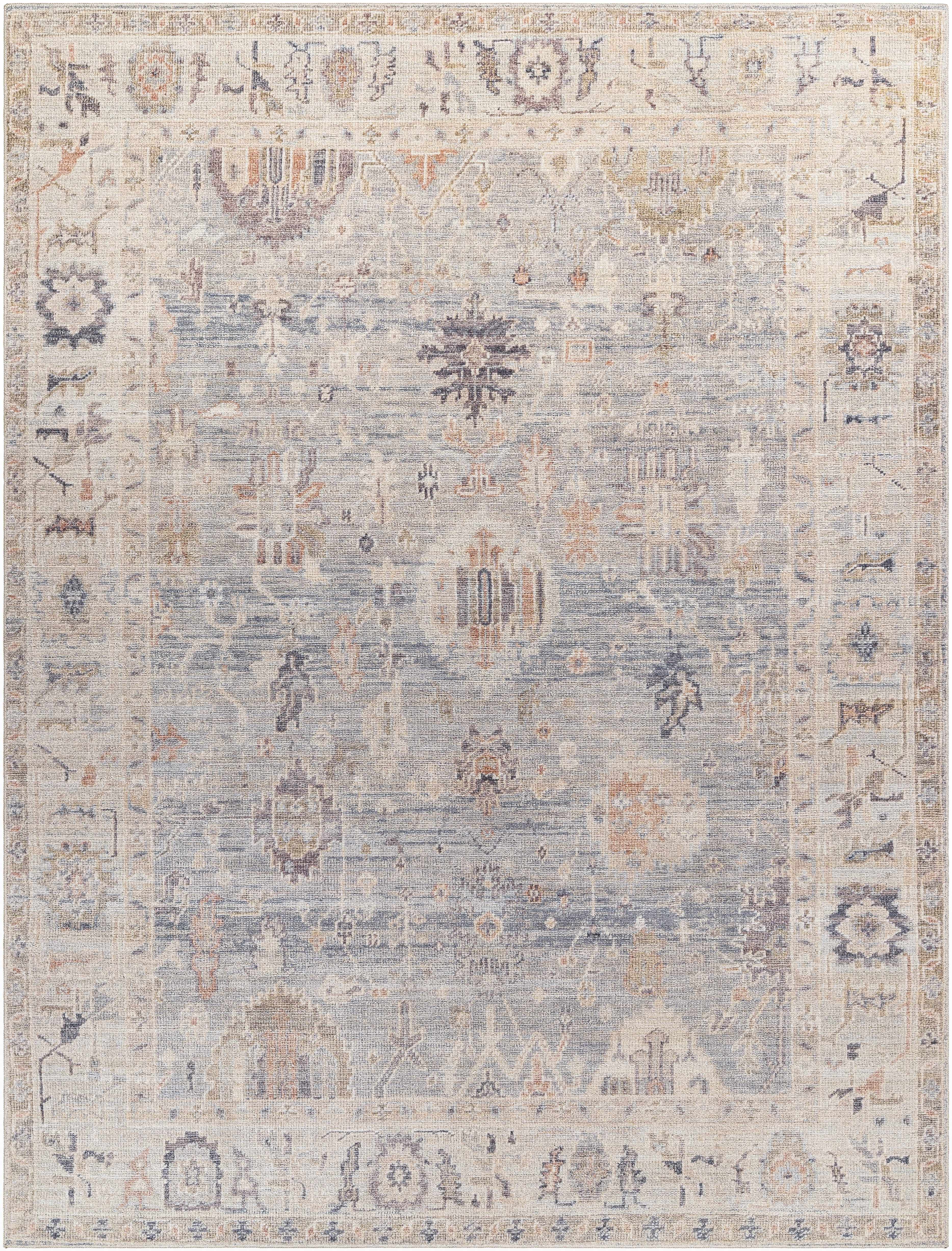 Marlene Damask Cream & Blue Area Rug - Becki Owens x Livabliss