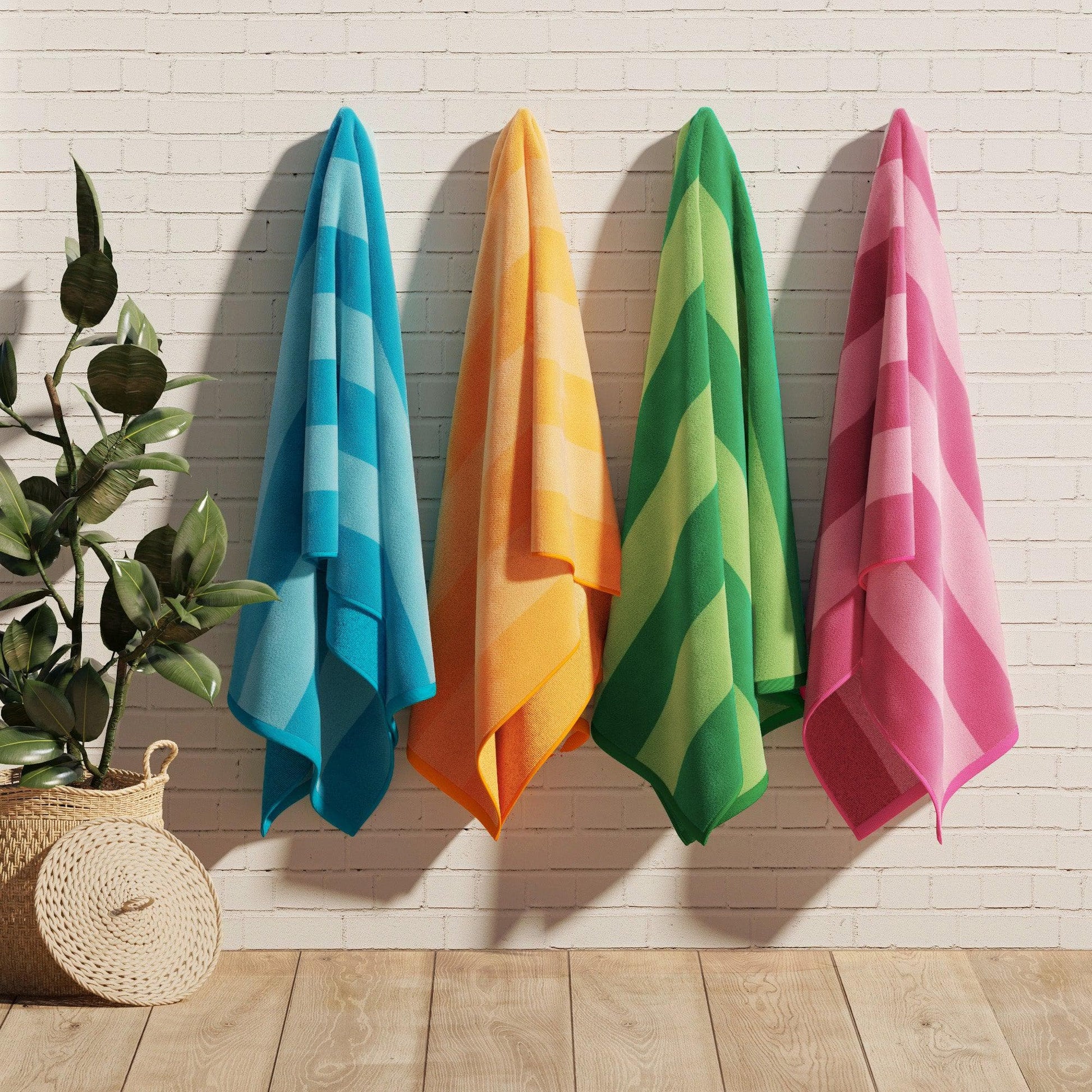 Cotton Velour Cabana Stripe Beach Towel - Novia Collection - Best Buy Furniture