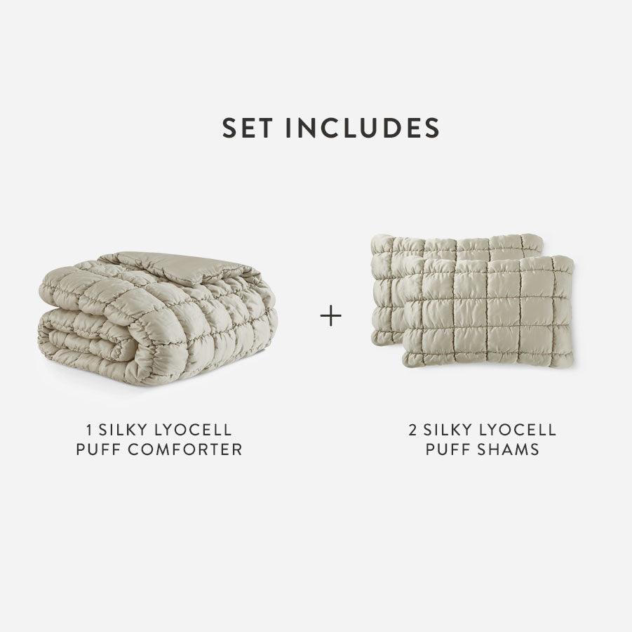 Silky Lyocell Puff Comforter Bundle