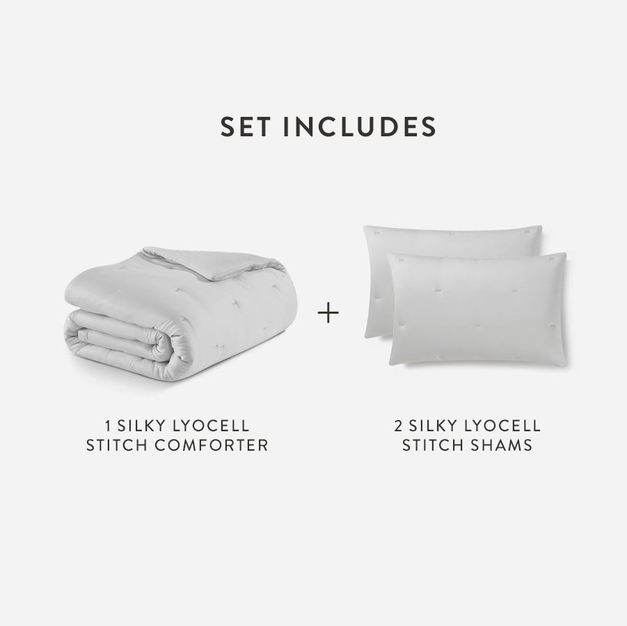 Silky Lyocell Stitch Comforter Bundle