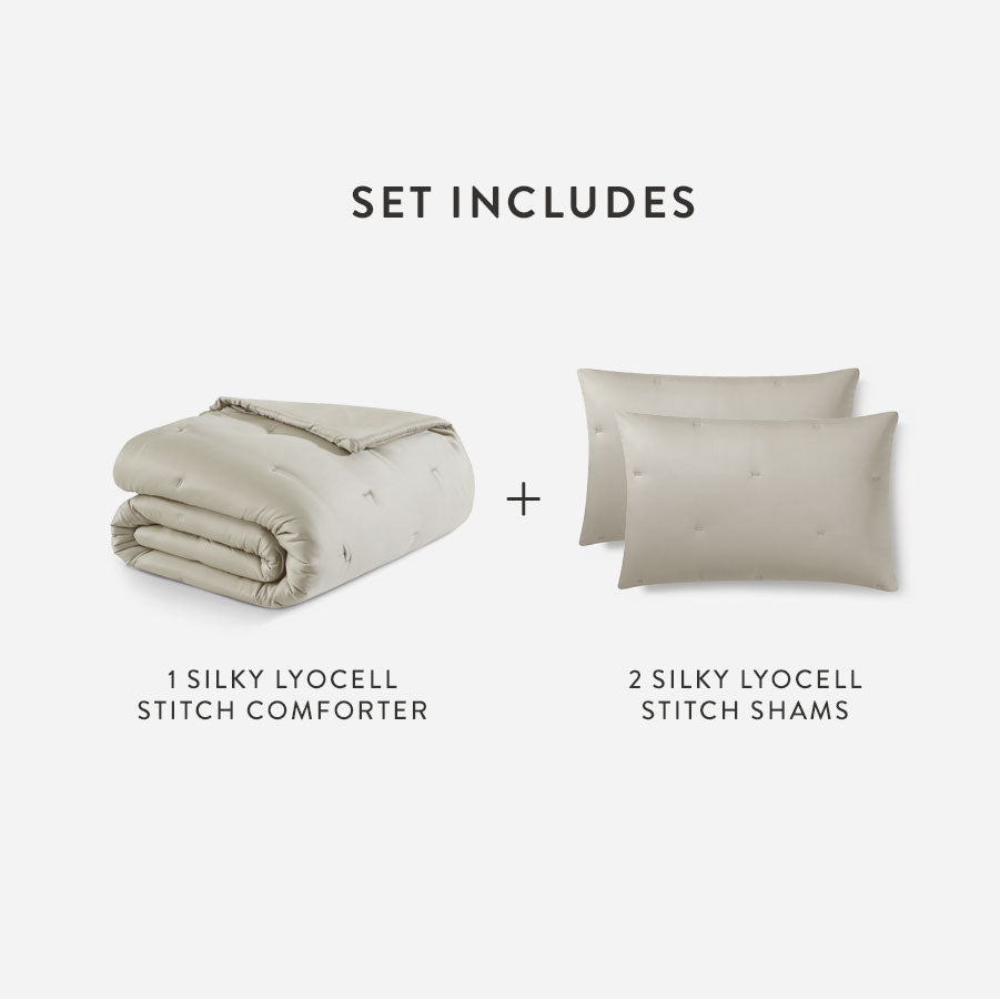 Silky Lyocell Stitch Comforter Bundle