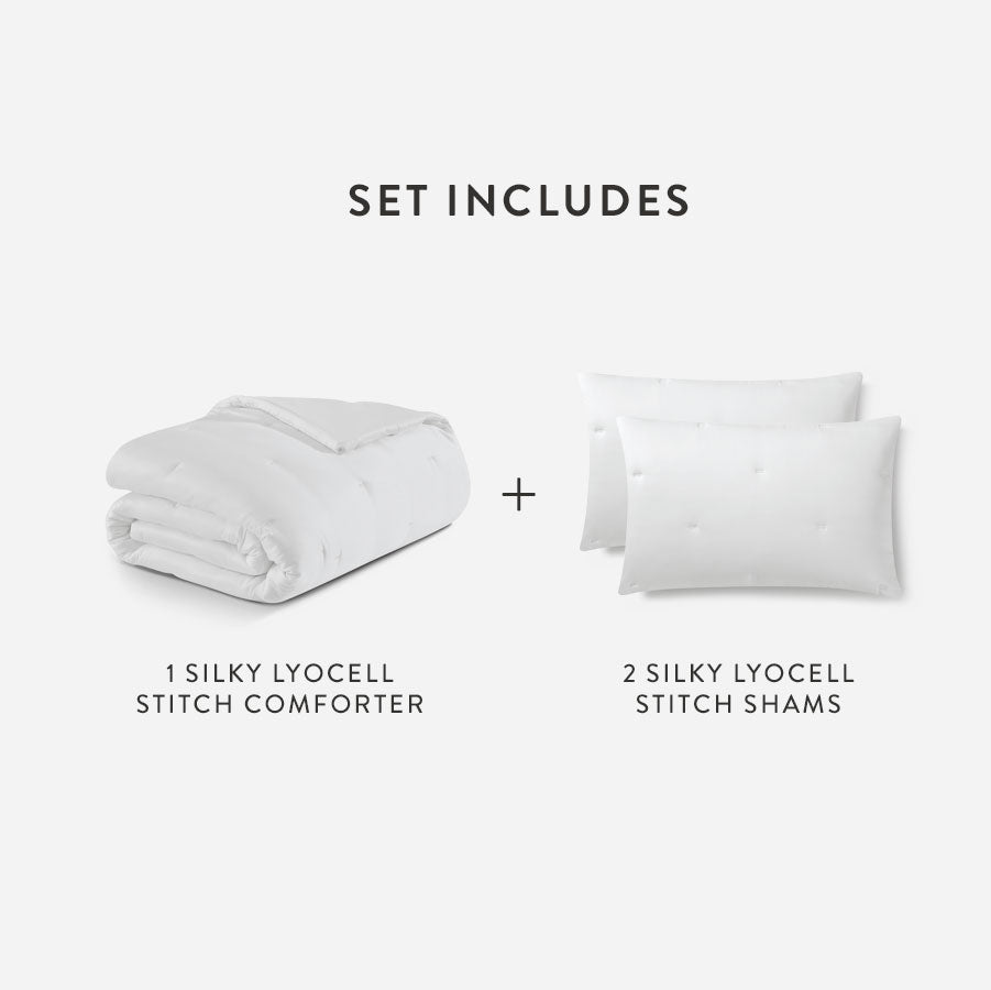 Silky Lyocell Stitch Comforter Bundle