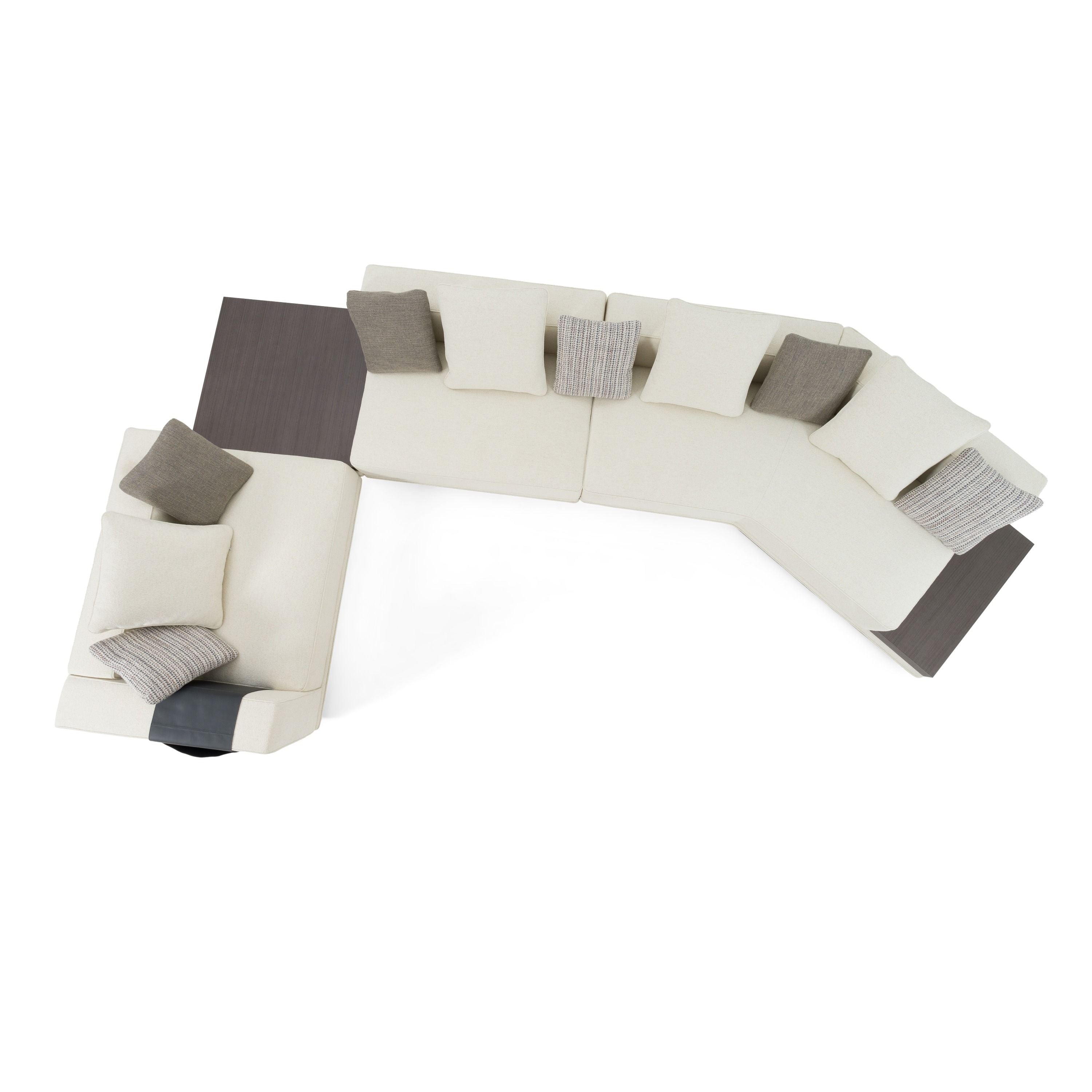 Lamod Siret - Modern Ivory Fabric Modular Sectional W/ Coffee Table