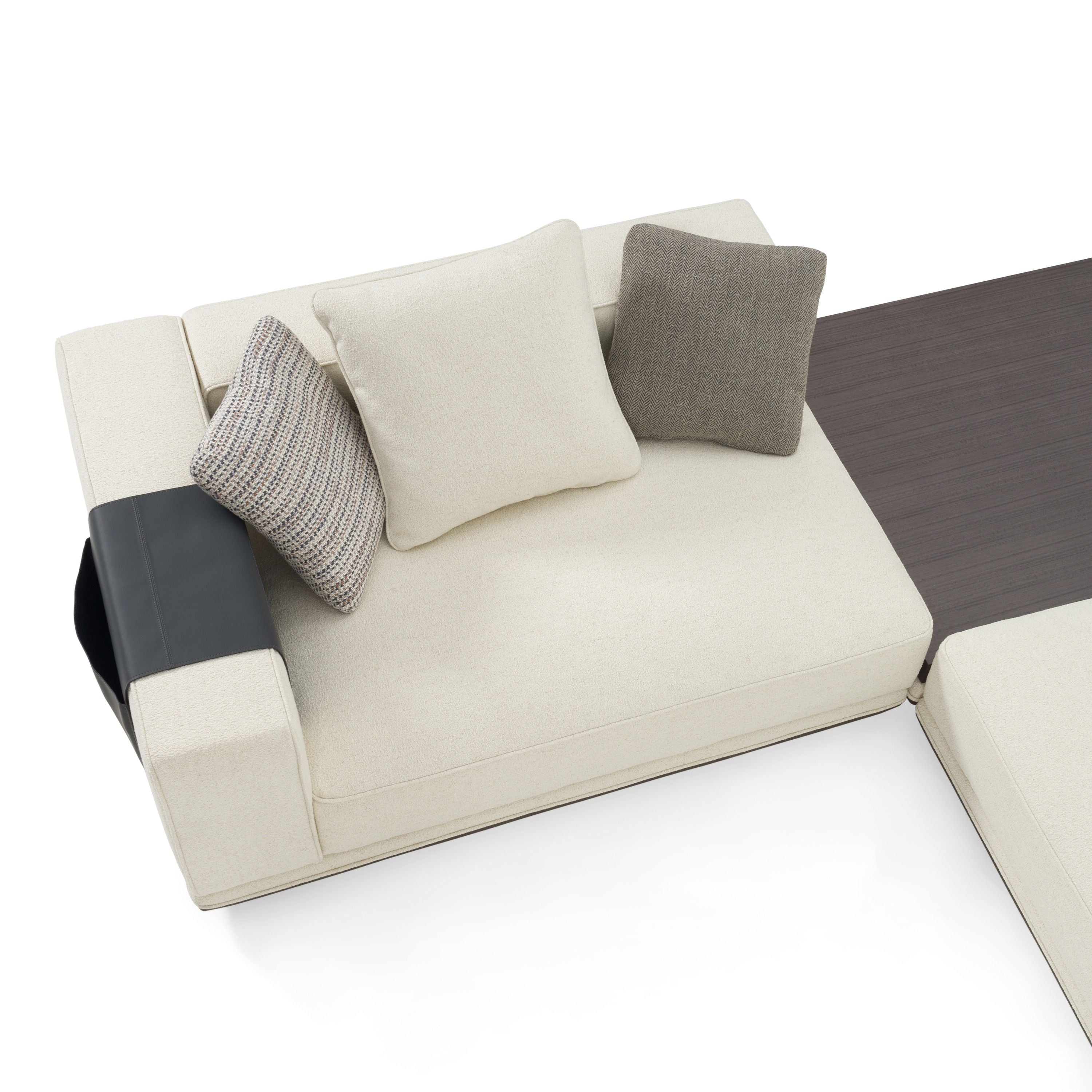 Lamod Siret - Modern Ivory Fabric Modular Sectional W/ Coffee Table