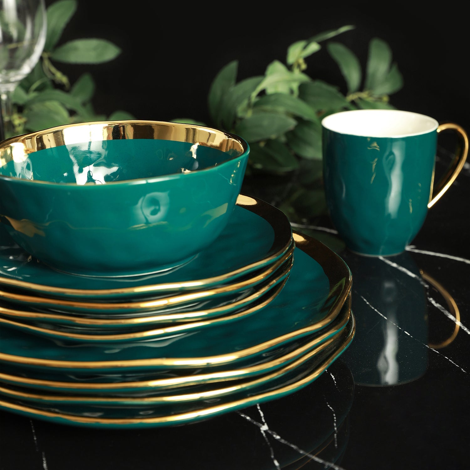 Florian Porcelain Dinnerware Set - Green