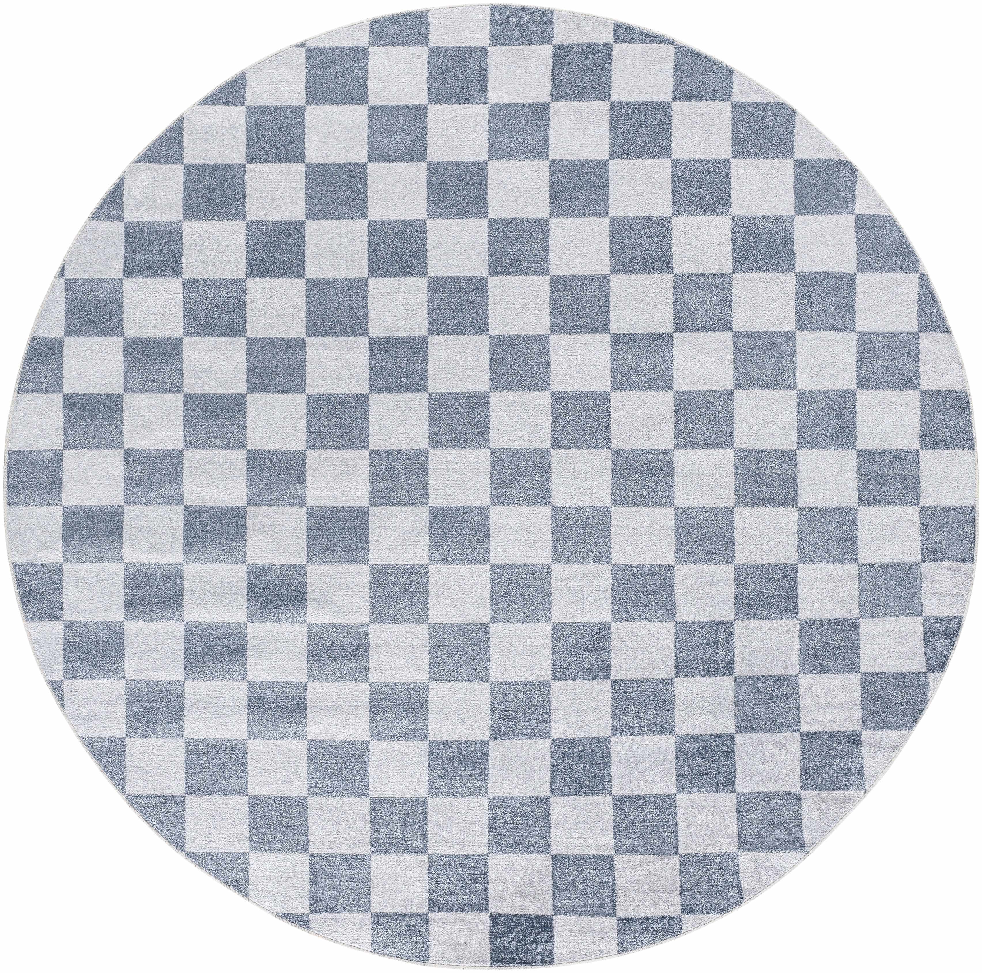 Alie Blue Gray Checkered Washable Rug