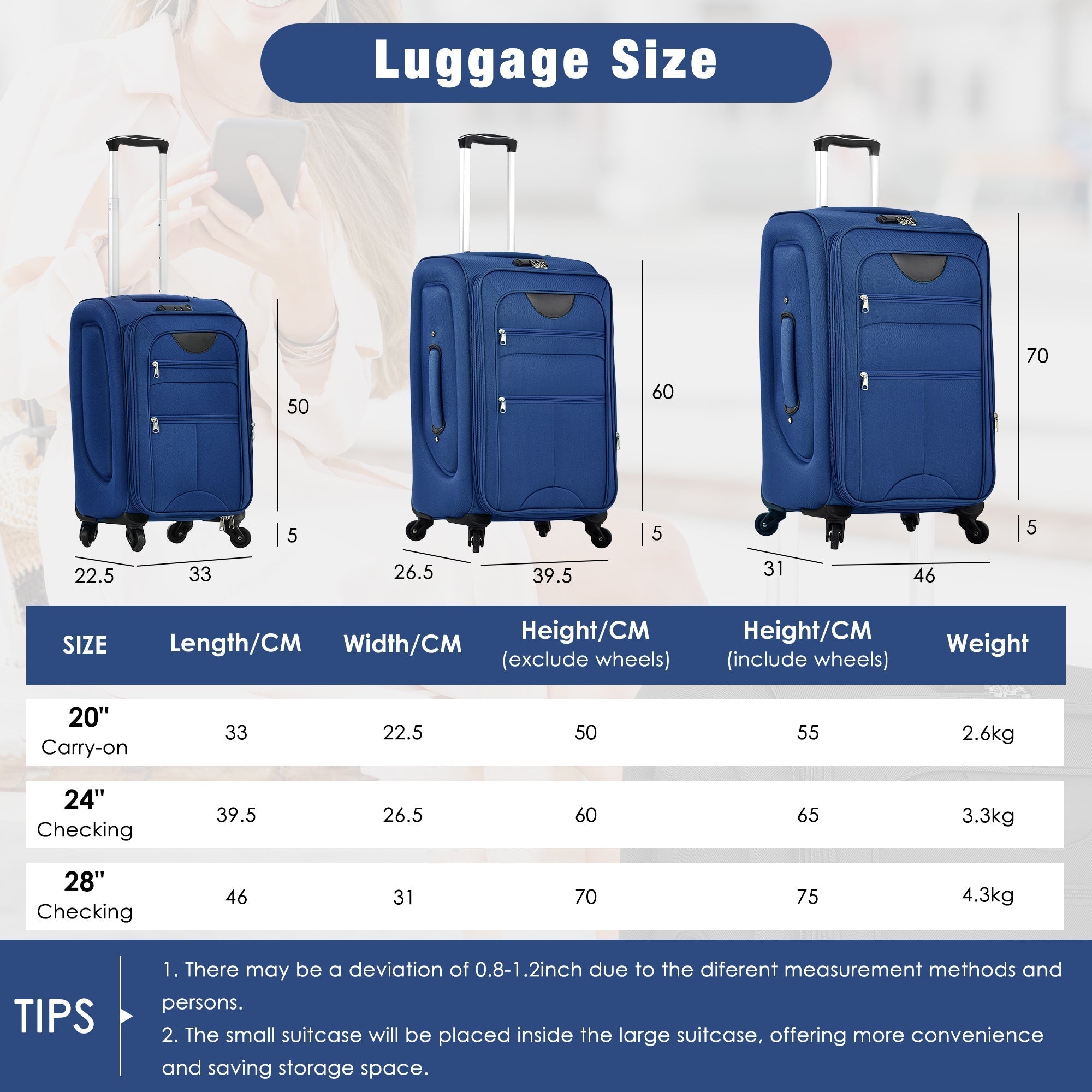 Softside Luggage Expandable 3 Piece Set Suitcase with Duffel Bag Upright Spinner Softshell Lightweight Luggage Travel Set - Tuesday Morning - Luggage Sets