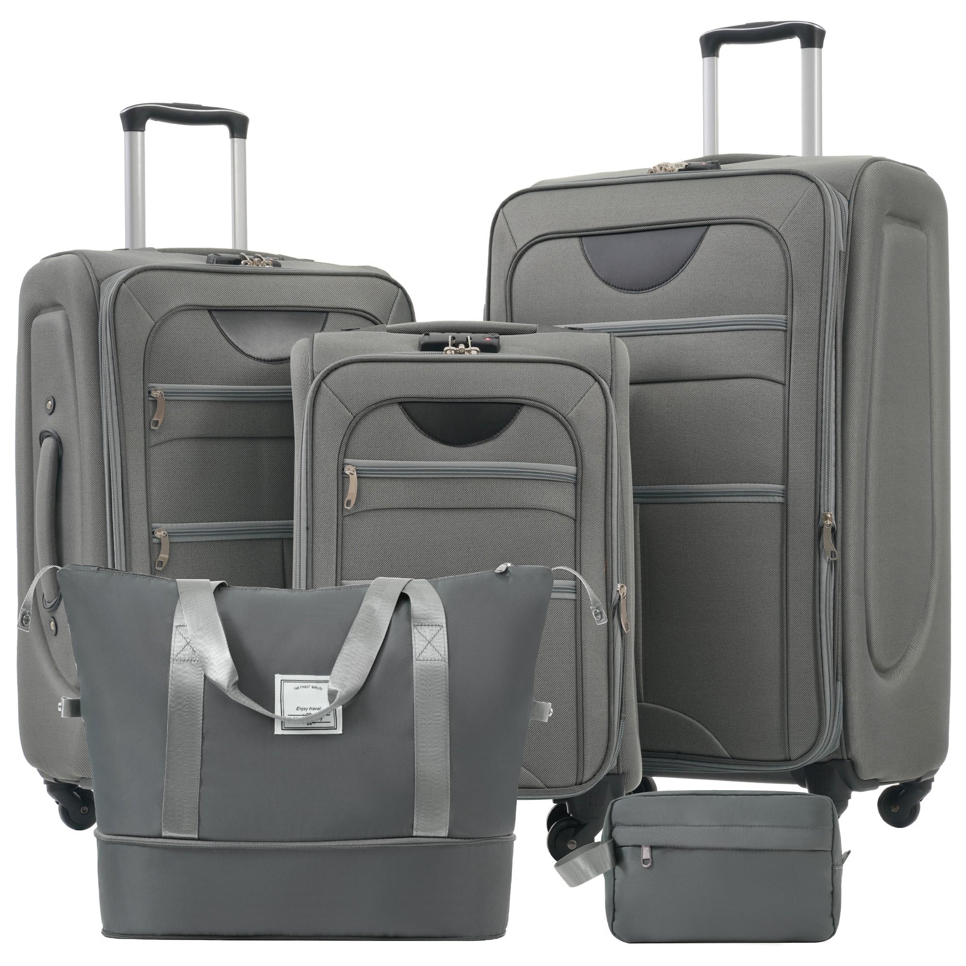 Softside Luggage Expandable 3 Piece Set Suitcase with Duffel Bag Upright Spinner Softshell Lightweight Luggage Travel Set - Tuesday Morning - Luggage Sets