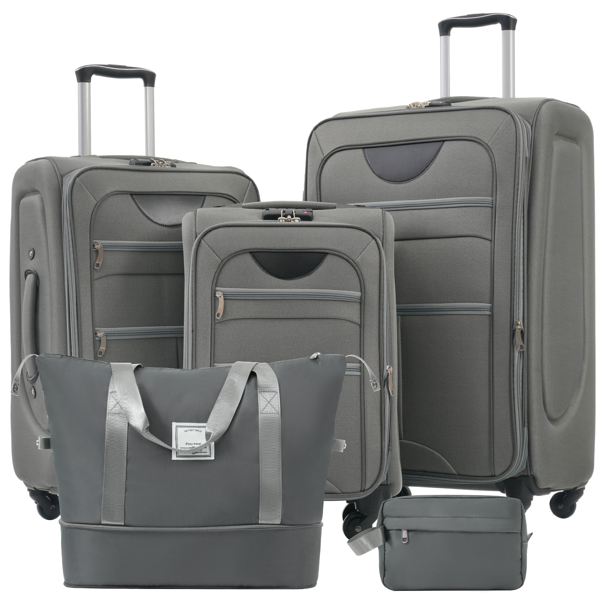 Softside Luggage Expandable 3 Piece Set Suitcase with Duffel Bag Upright Spinner Softshell Lightweight Luggage Travel Set - Tuesday Morning - Luggage Sets