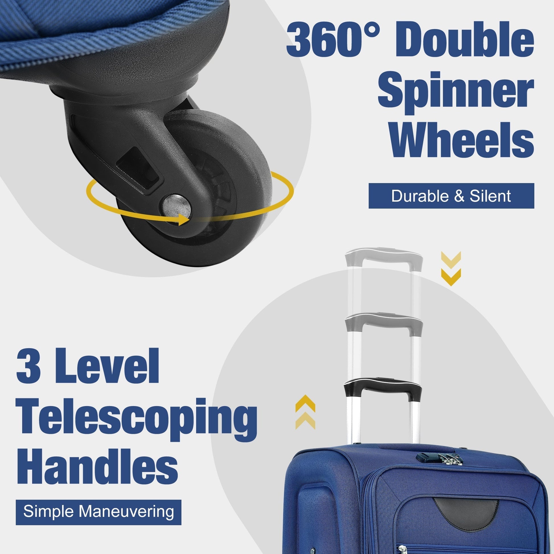 Softside Luggage Expandable 3 Piece Set Suitcase with Duffel Bag Upright Spinner Softshell Lightweight Luggage Travel Set - Tuesday Morning - Luggage Sets