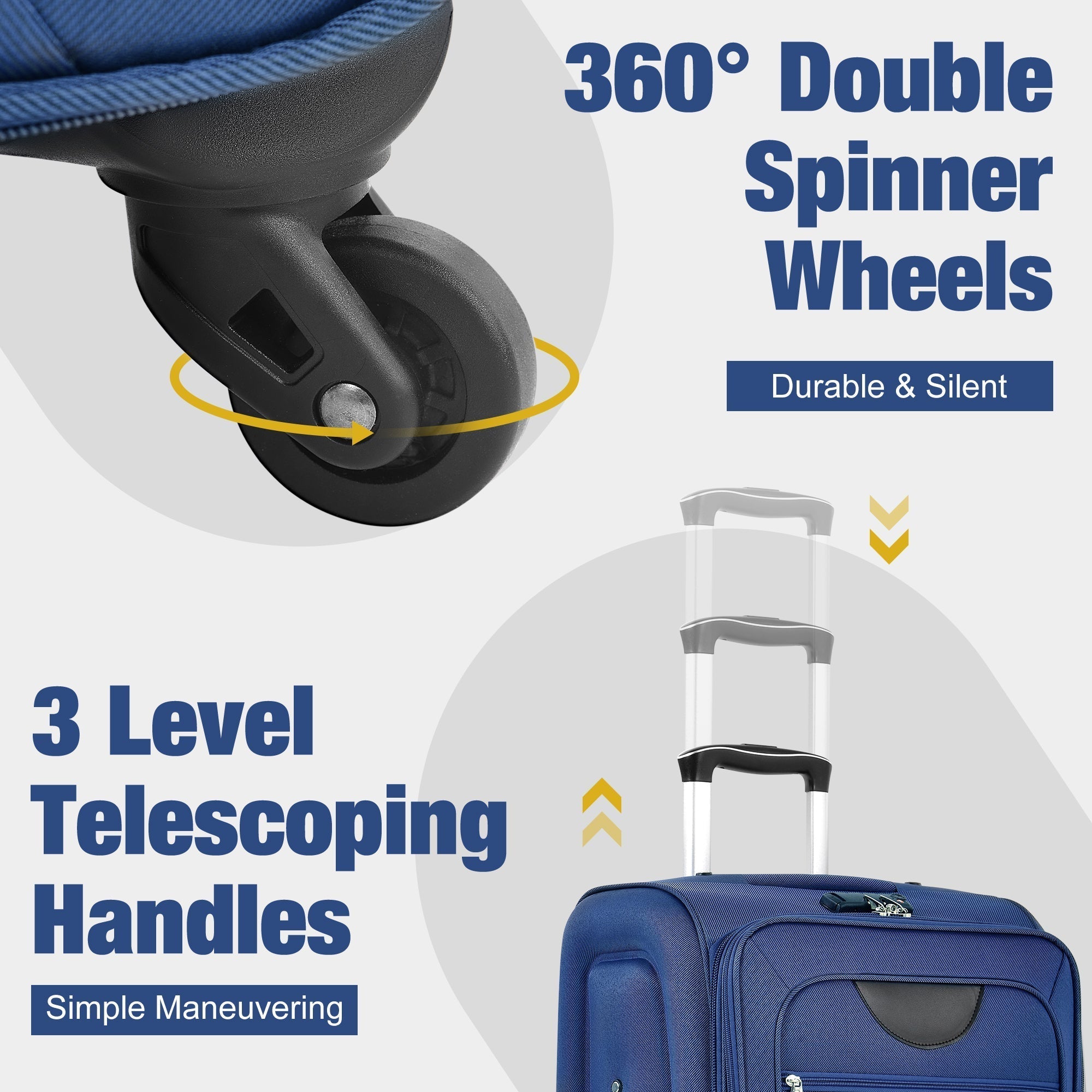 Softside Luggage Expandable 3 Piece Set Suitcase with Duffel Bag Upright Spinner Softshell Lightweight Luggage Travel Set - Tuesday Morning - Luggage Sets