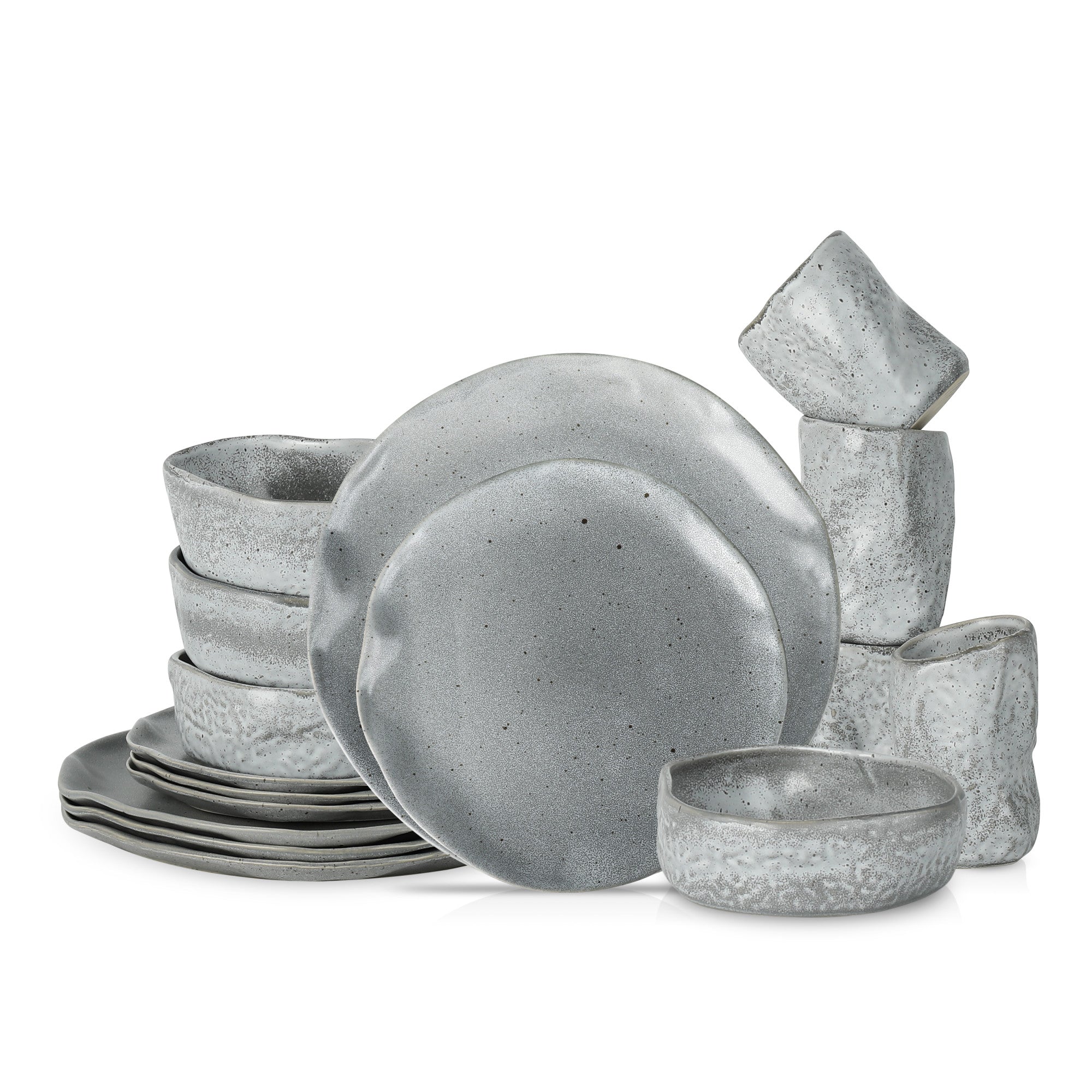 Atik Stoneware Dinnerware Set - Grey Speckled