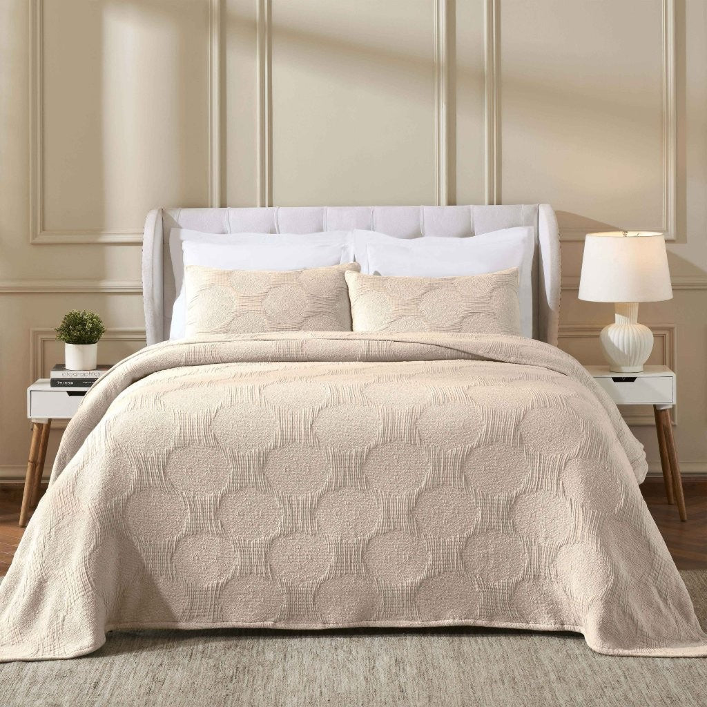 Tanta Cotton Medium Weight Textured Modern Circles Woven Coverlet - Coverlet by Superior Brand