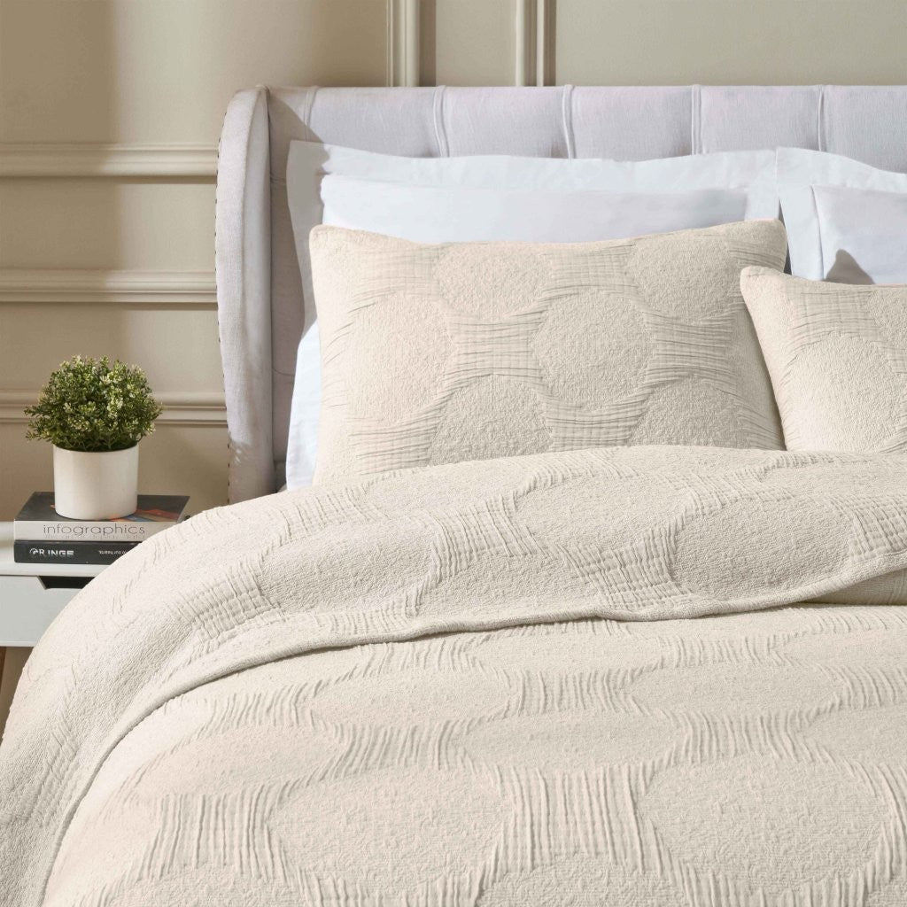 Tanta Cotton Medium Weight Textured Modern Circles Woven Coverlet - Coverlet by Superior Brand