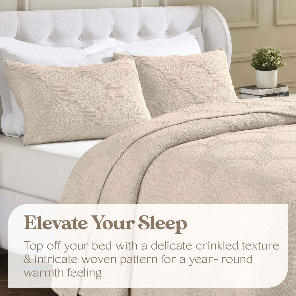 Tanta Cotton Medium Weight Textured Modern Circles Woven Coverlet - Coverlet by Superior Brand